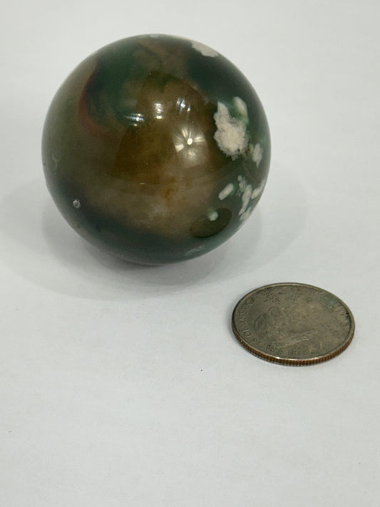 GREEN FLOWER AGATE SPHERE -Growth, Emotional Healing, Heart-Centered Energy