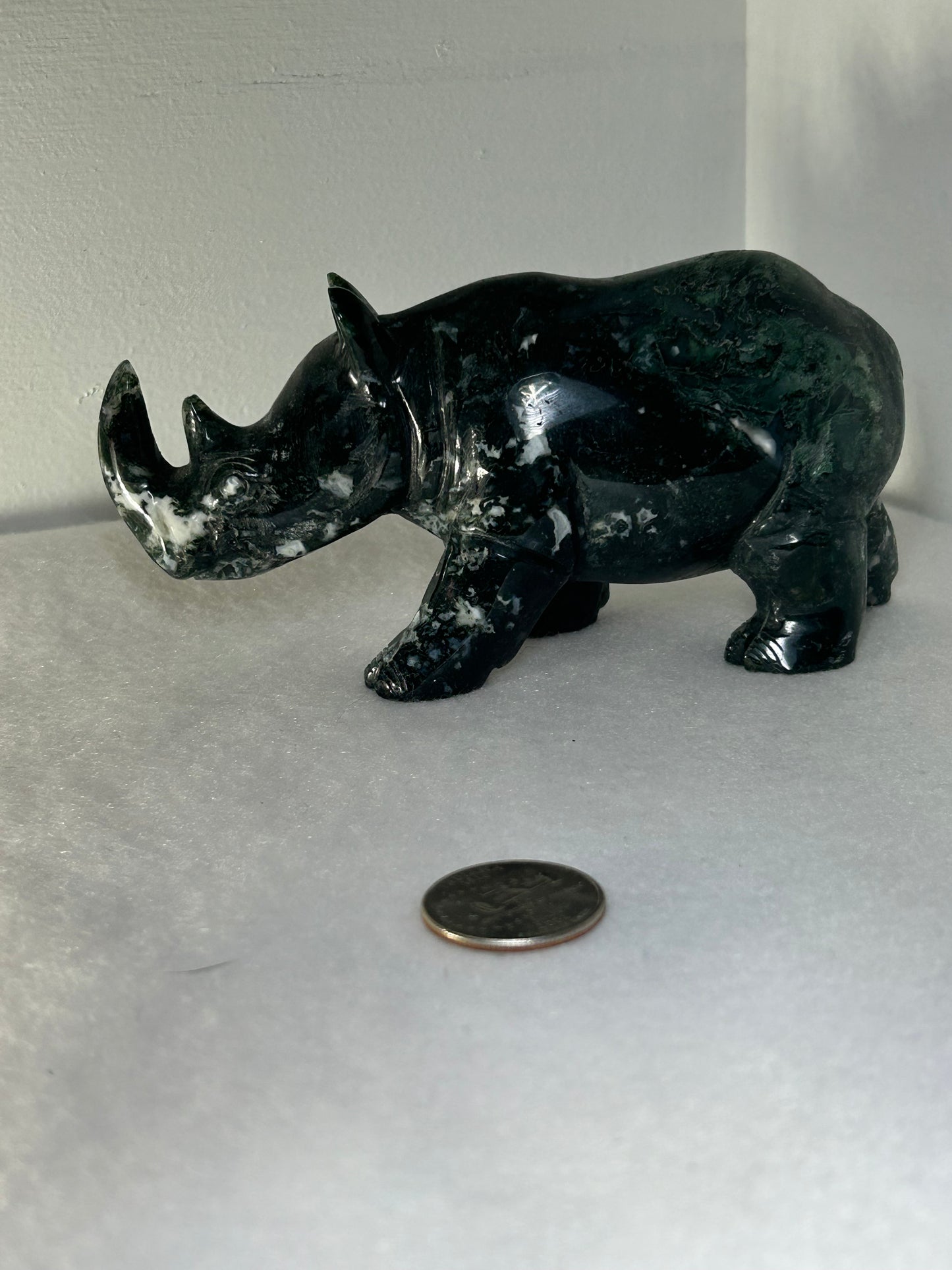 MOSS AGATE RHINO-abundance, growth, emotional healing