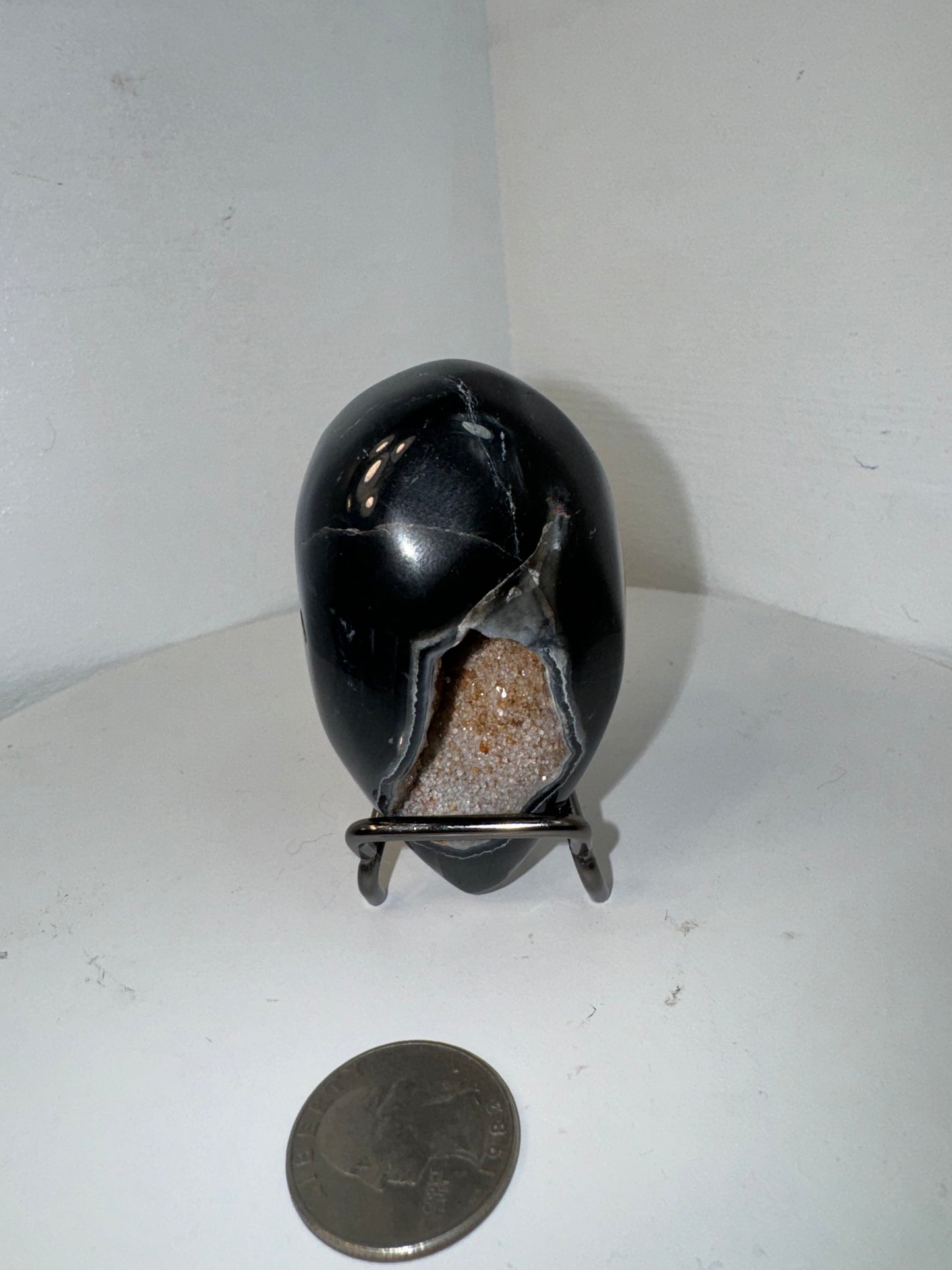 BLACK AGATE DRUZY TEARDROP- PROTECTION, BALANCE, AND INNER STREGTH