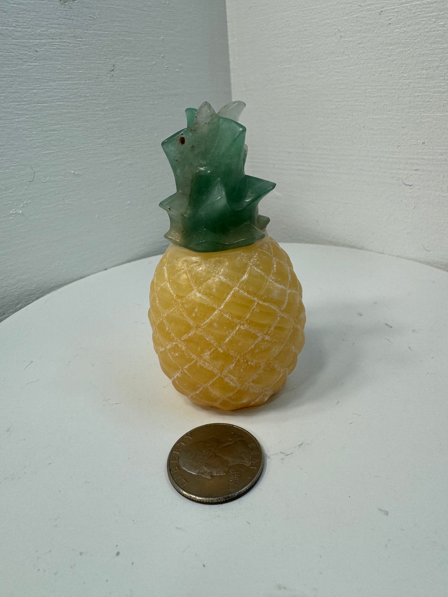 HONEY CALCITE AND GREEN AVENTURINE PINEAPPLE- Abundance, Prosperity, Joy