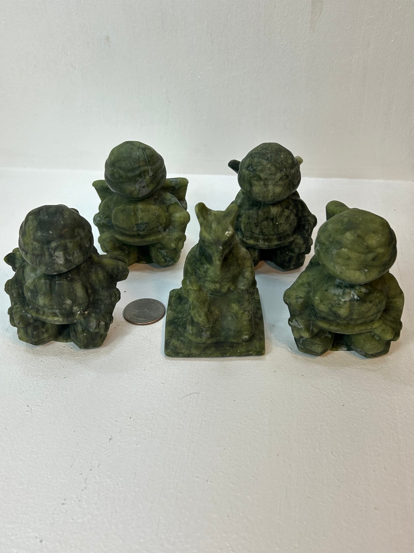 GREEN JADE TEENAGE MUTANT NINJA TURTLES  SET- 5 PIECES INCLUDING SPLINTER-Strength, Wisdom, and Unity