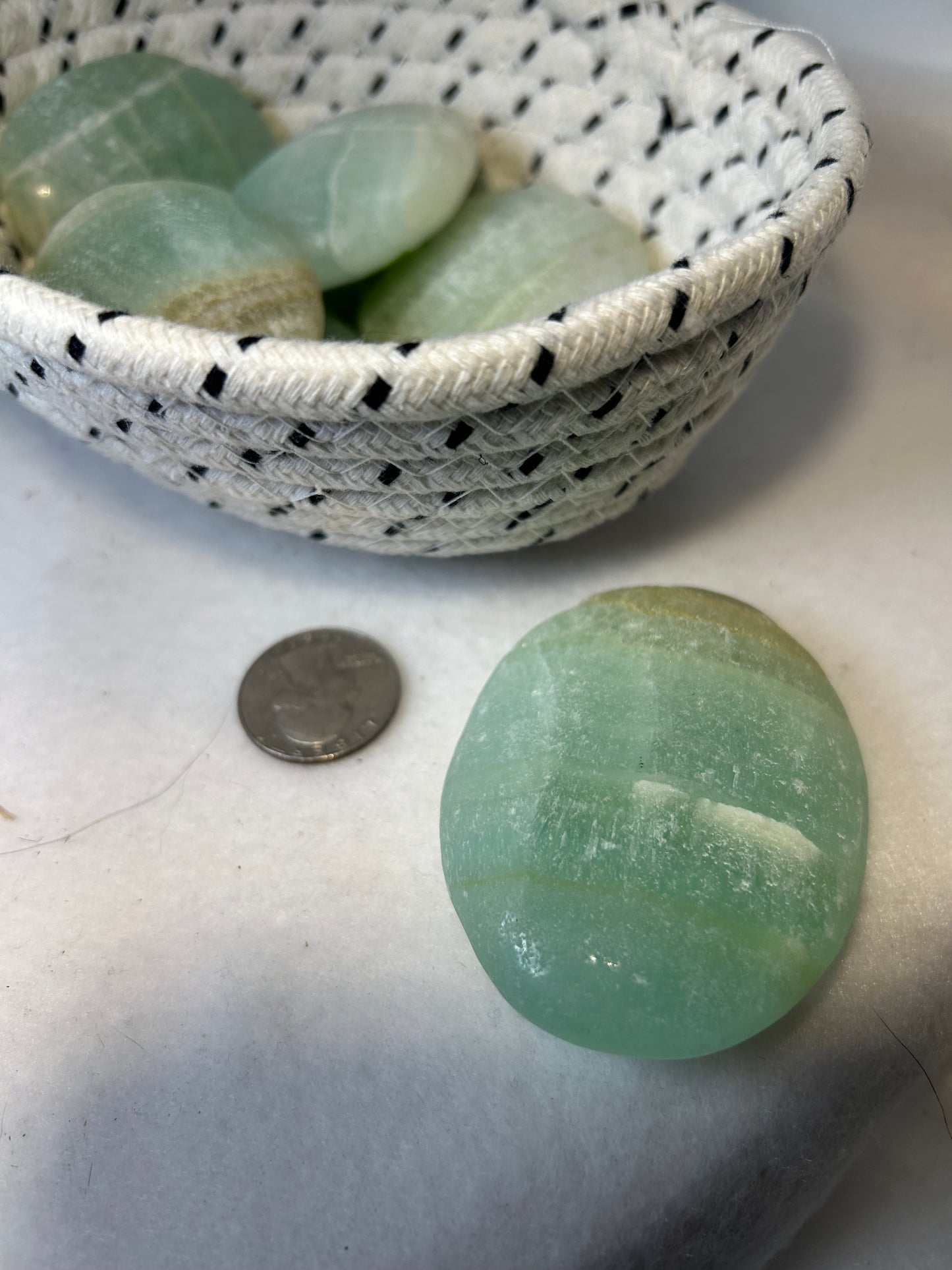 CARIBBEAN CALCITE PALM STONE-relaxation, emotional healing, enhanced communication