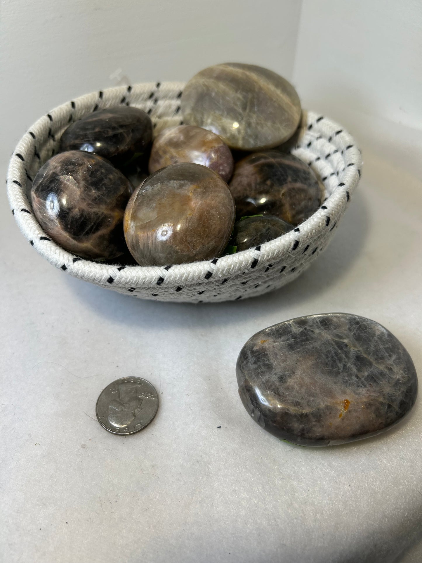 BLACK MOONSTONE PALM STONE- balance, protection, self discovery