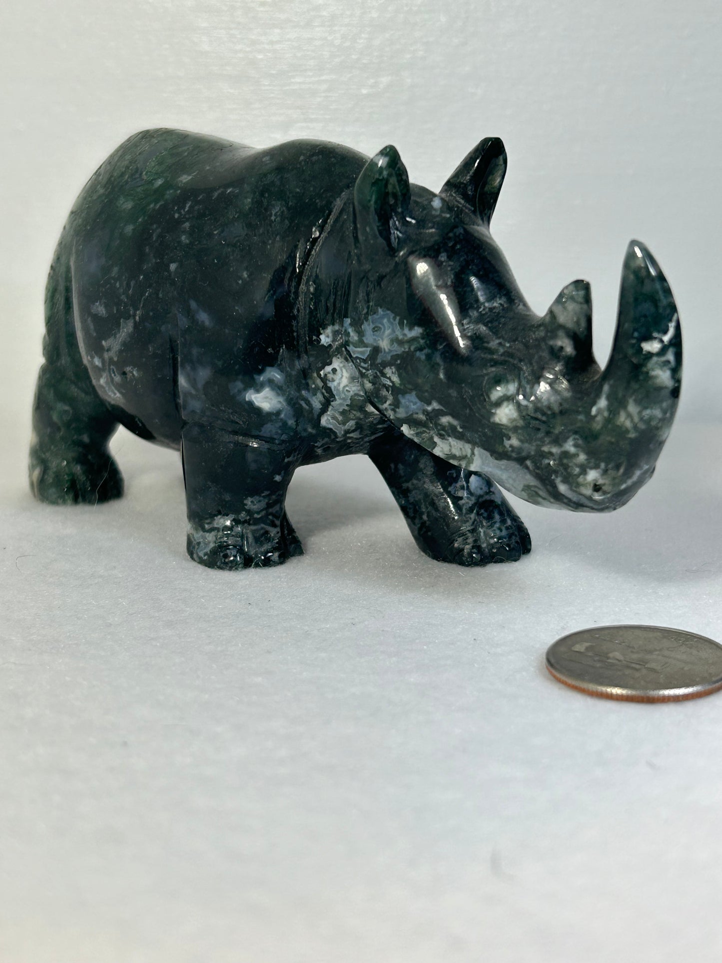 MOSS AGATE RHINO-abundance, growth, emotional healing