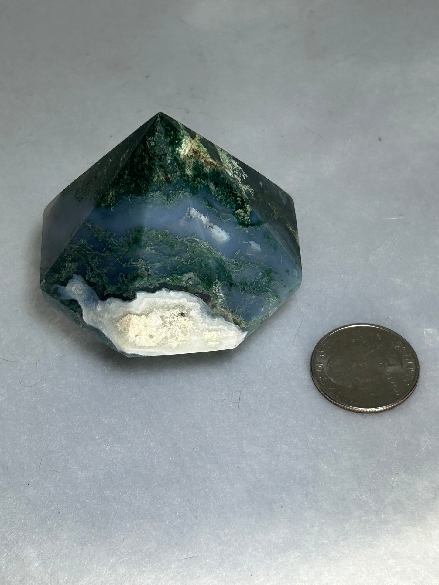 MOSS AGATE DIAMOND CARVING abundance, growth, emotional healing