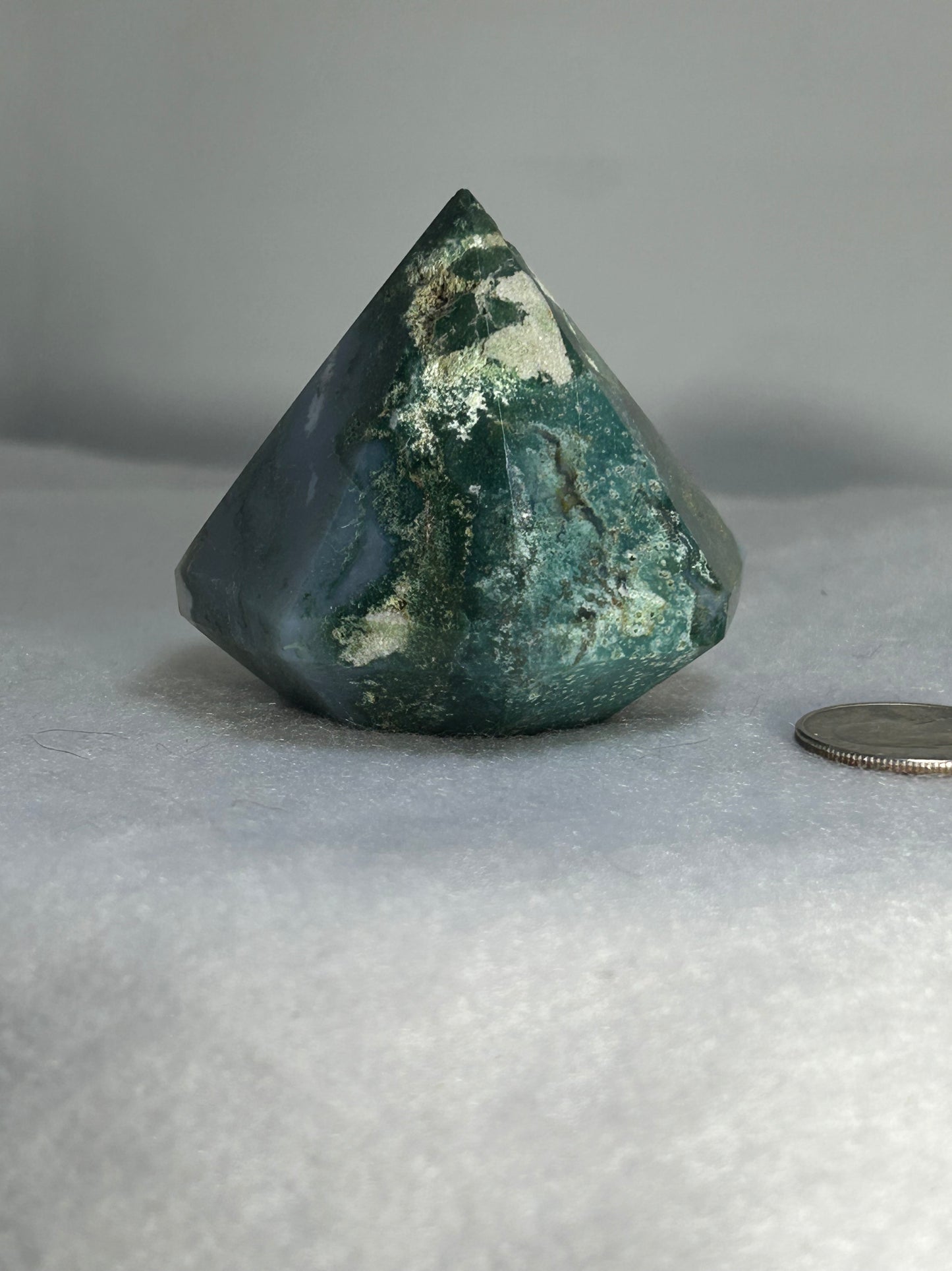 MOSS AGATE DIAMOND CARVING abundance, growth, emotional healing