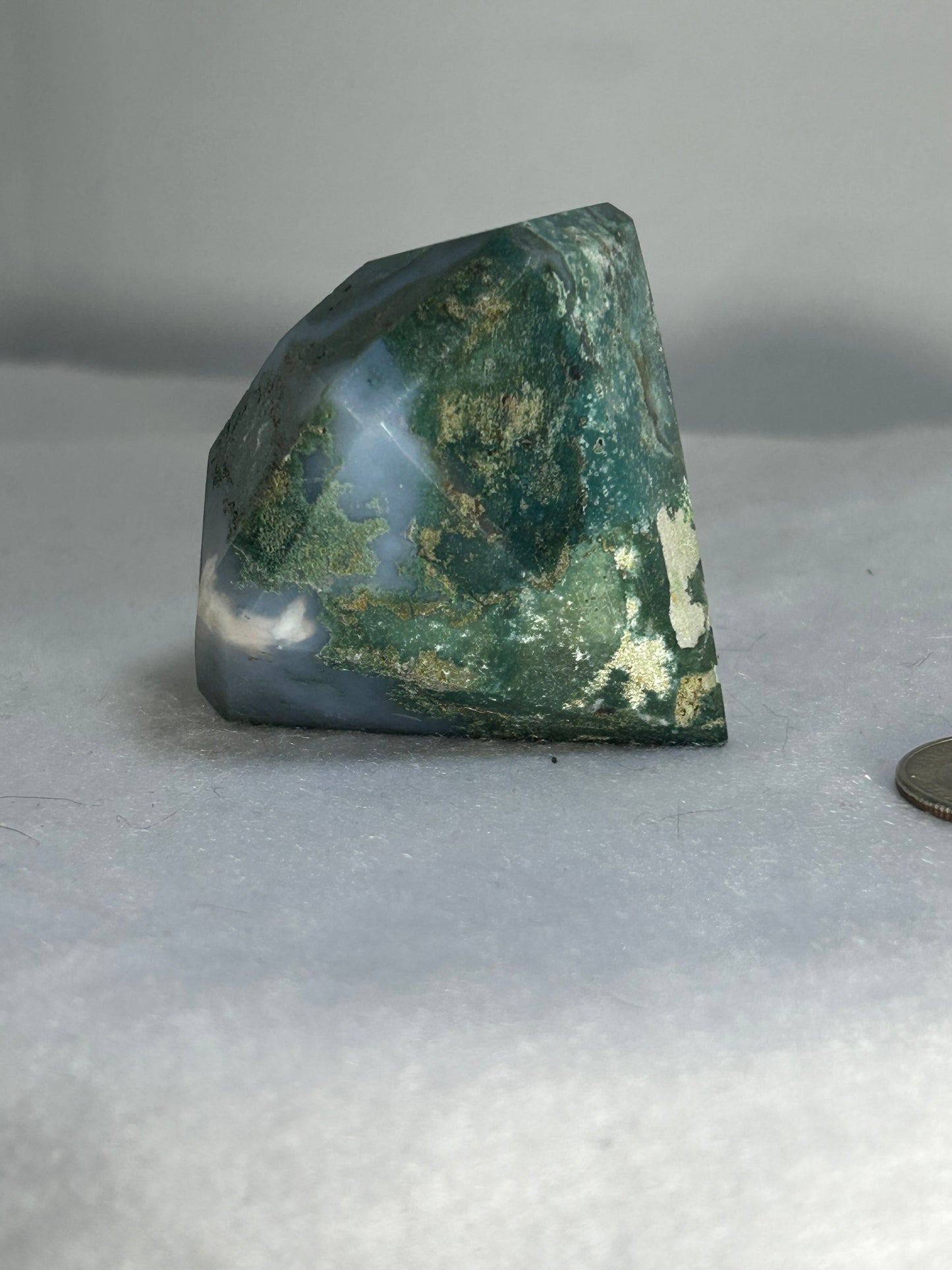 MOSS AGATE DIAMOND CARVING abundance, growth, emotional healing