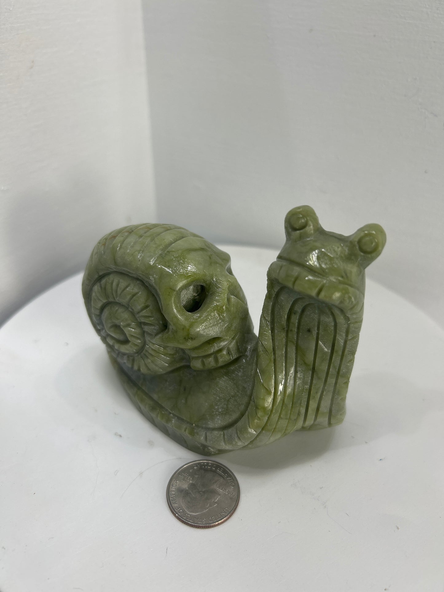 GREEN JADE SNAIL with SKULL SHELL