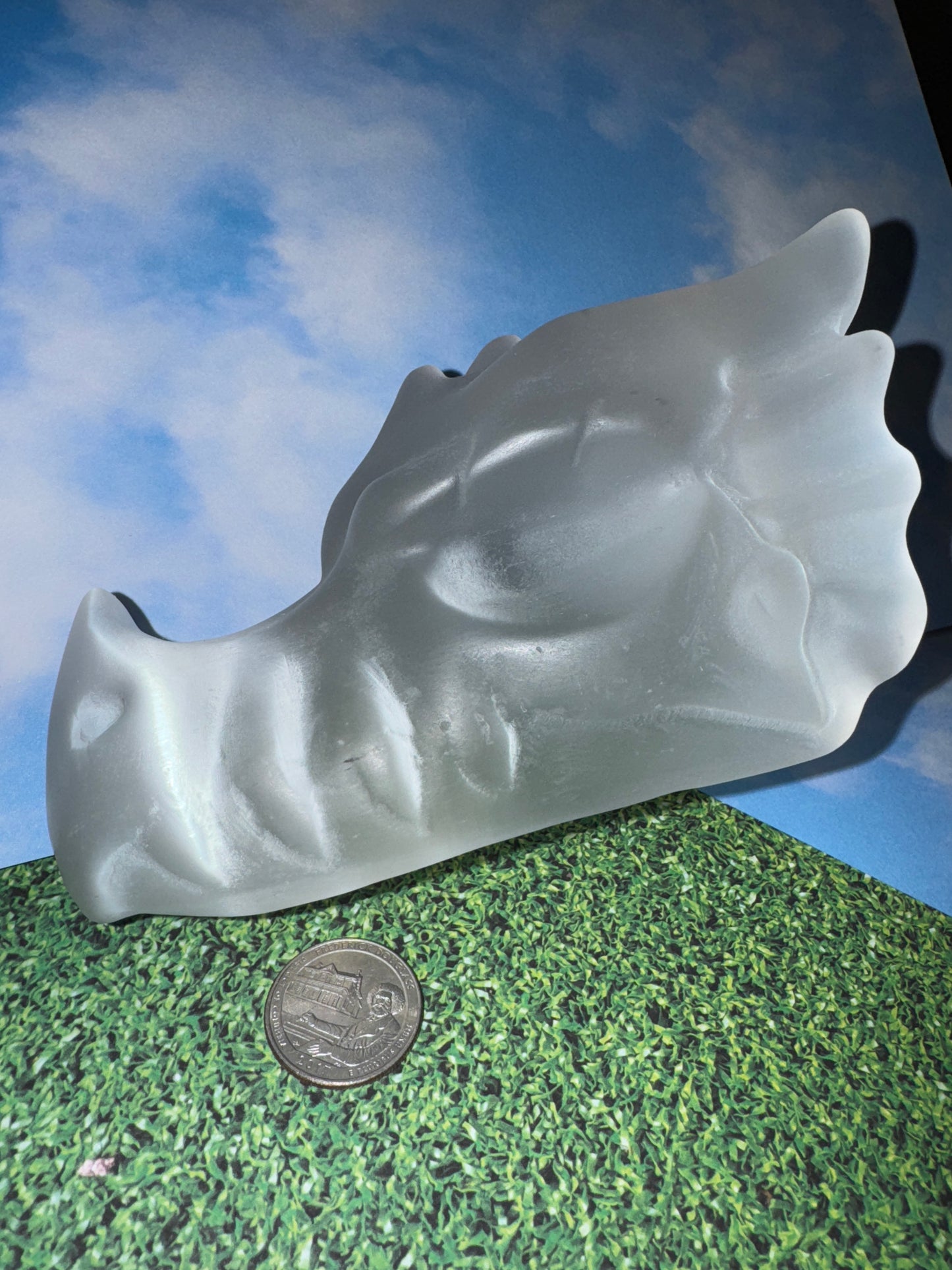 SELENITE DRAGON SKULL-Protection, Transformation, Mystical Energy
