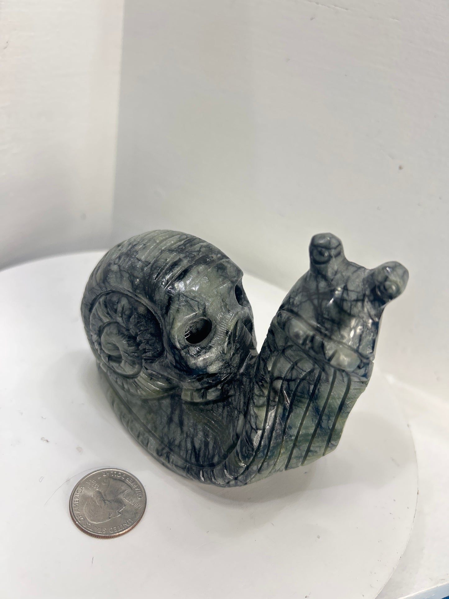 GREEN JADE SNAIL with SKULL SHELL