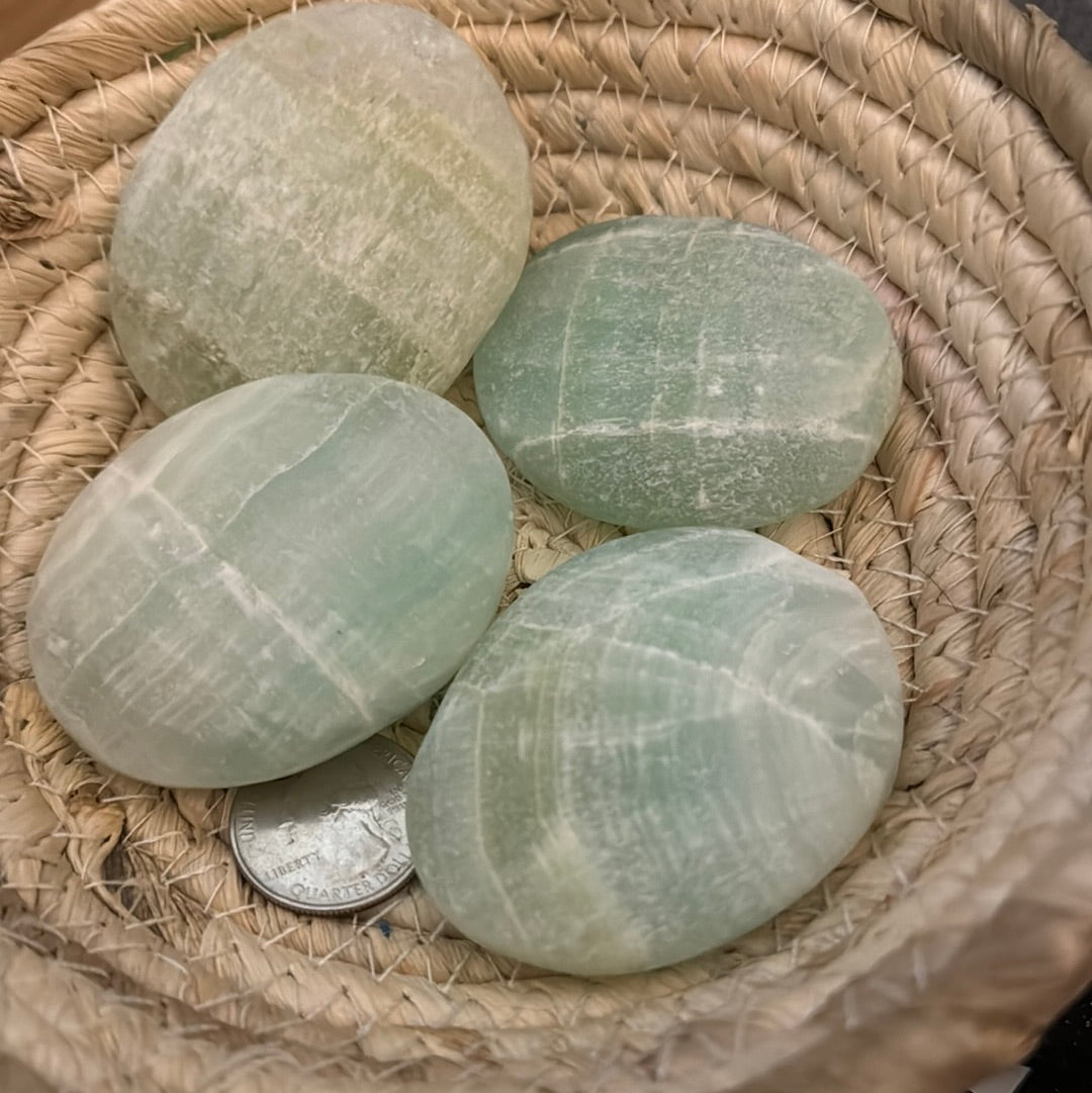 CARIBBEAN CALCITE PALM STONE-relaxation, emotional healing, enhanced communication