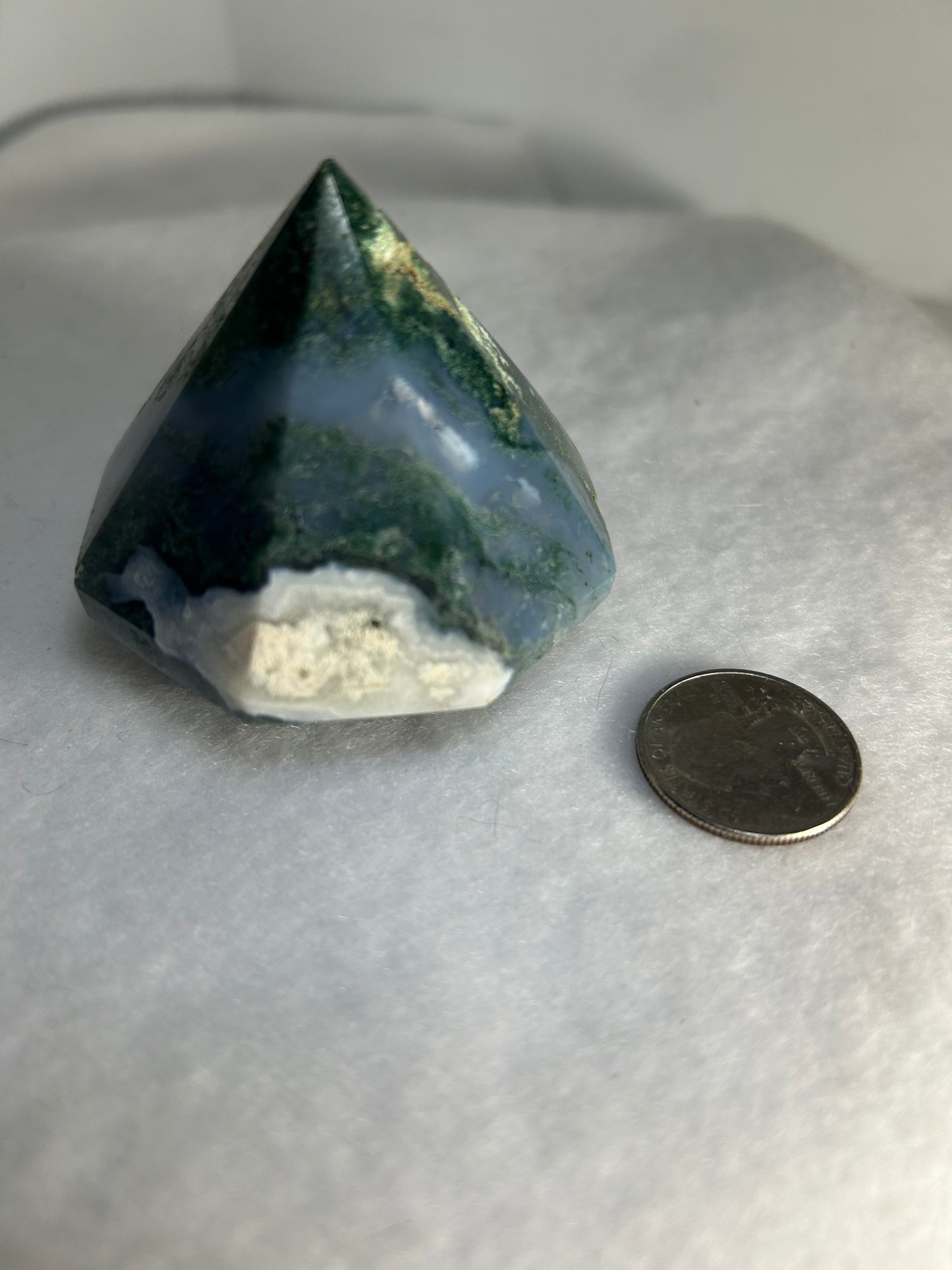 MOSS AGATE DIAMOND CARVING abundance, growth, emotional healing