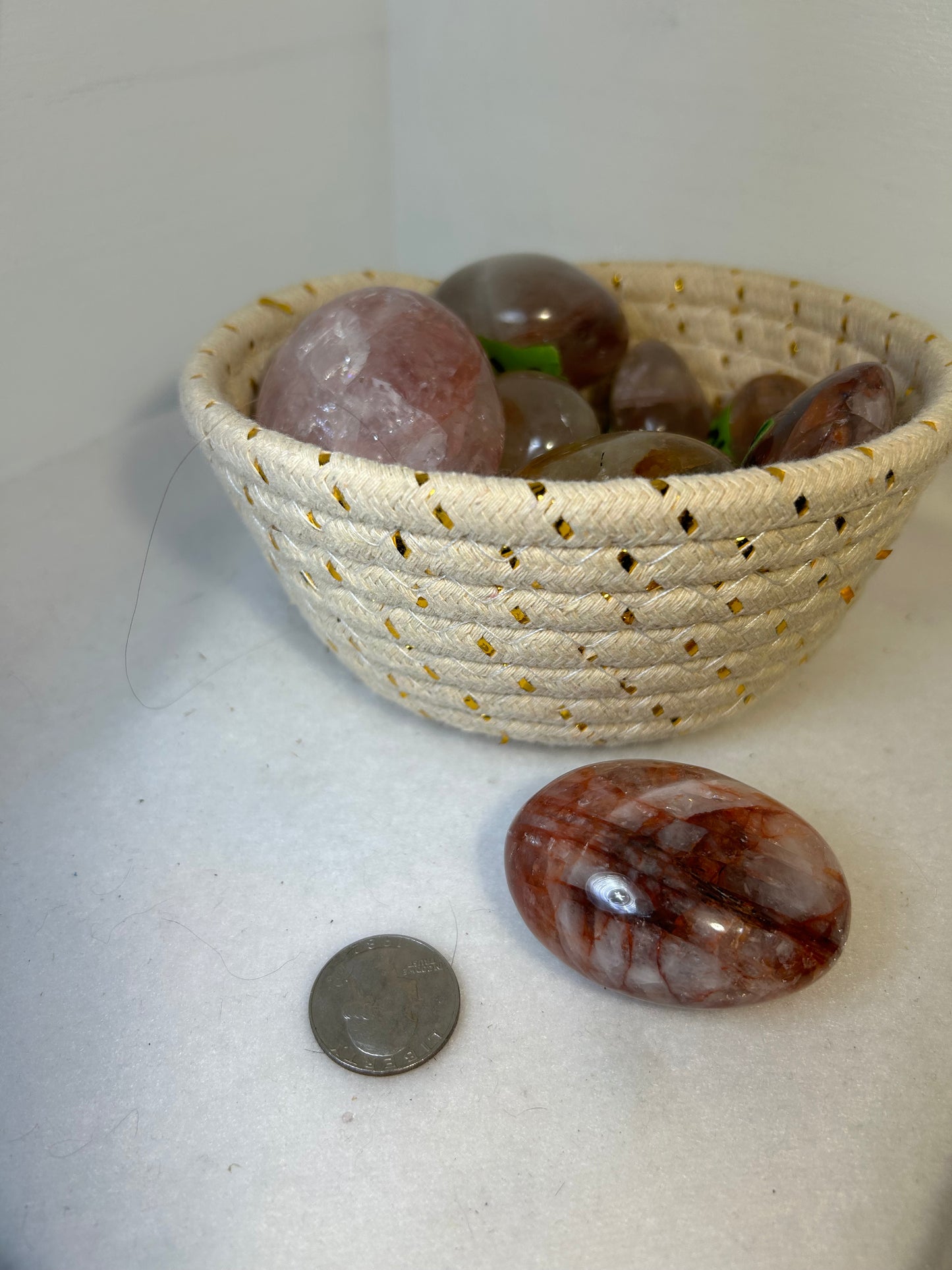 FIRE QUARTZ PALM STONE-passion, vitality, spiritual awakening