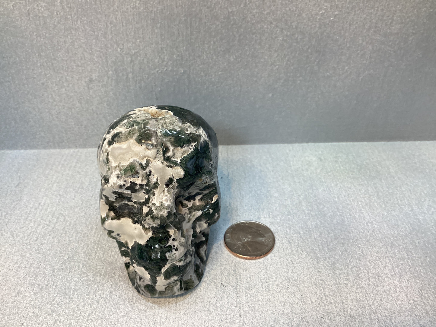 MOSS AGATE SKULL- abundance, growth, emotional healing