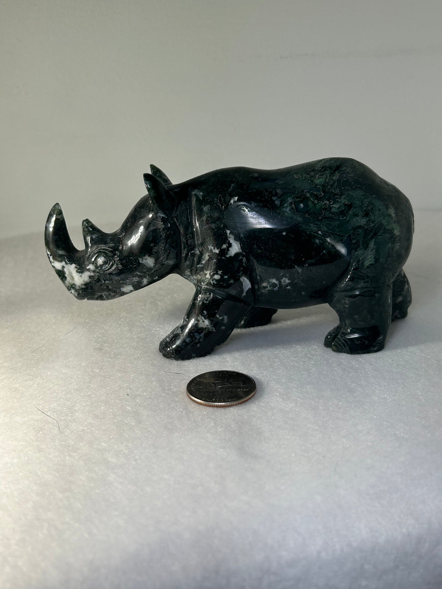 MOSS AGATE RHINO-abundance, growth, emotional healing