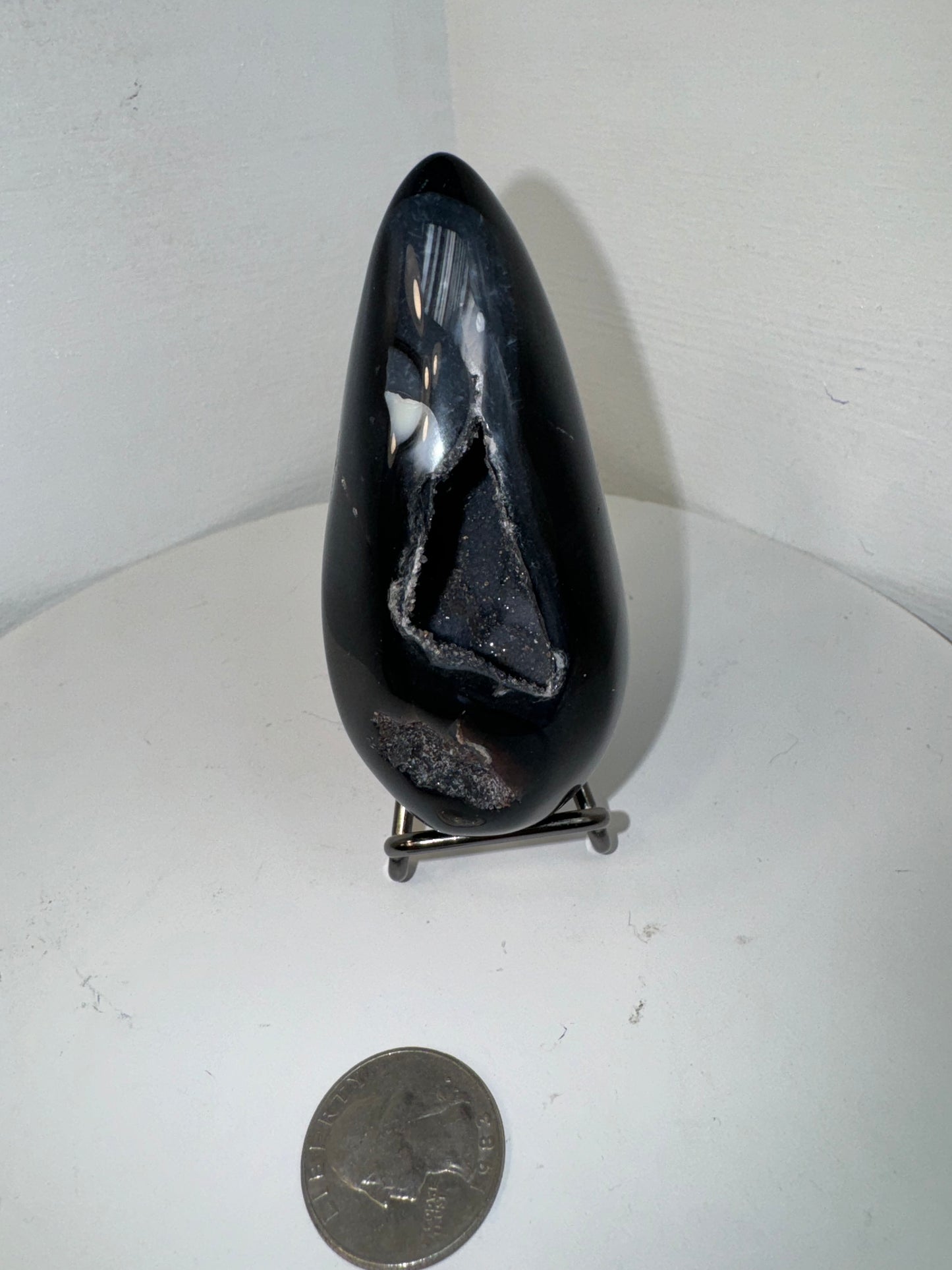 BLACK AGATE DRUZY TEARDROP- PROTECTION, BALANCE, AND INNER STREGTH