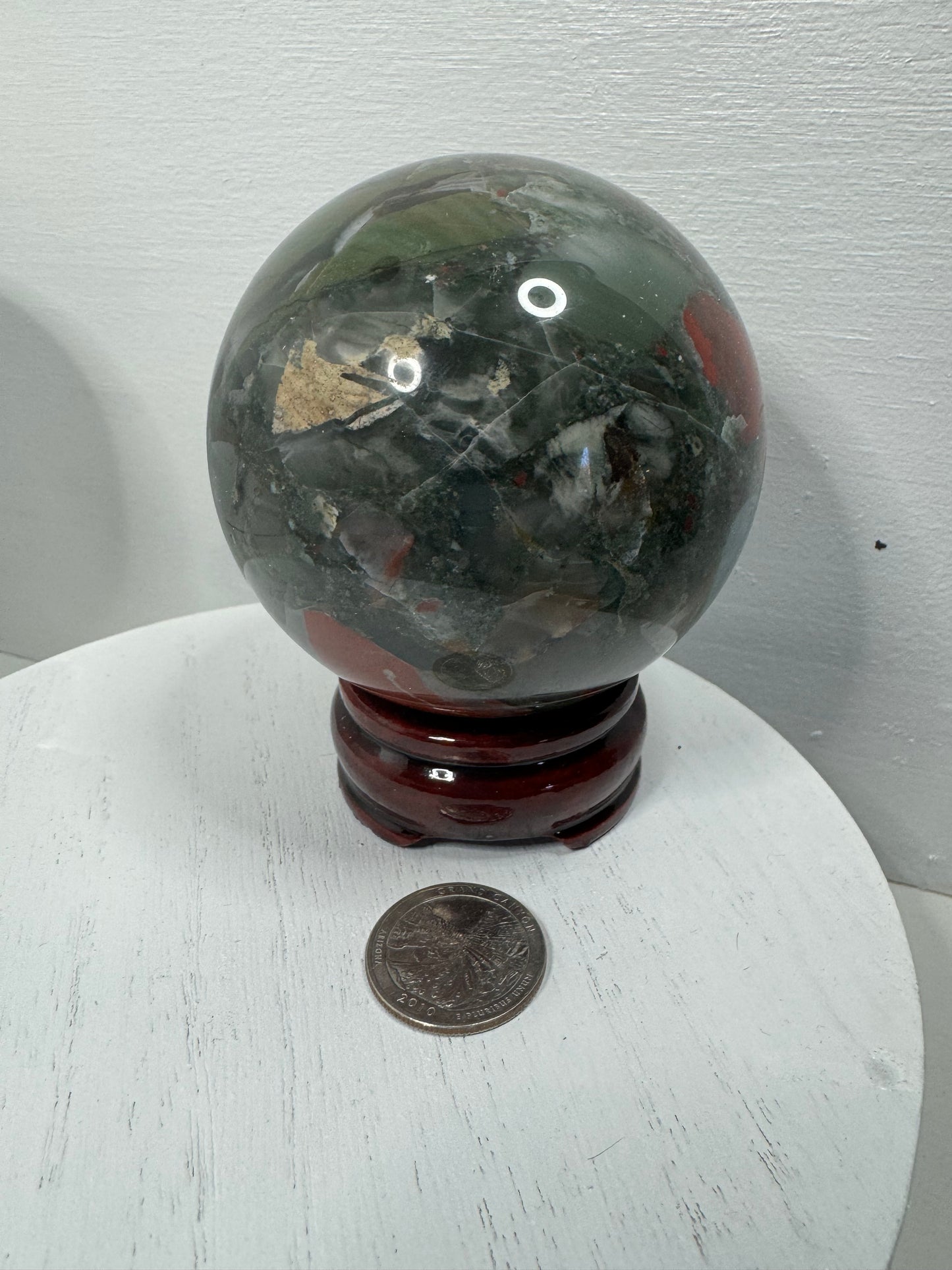 AFRICAN BLOODSTONE SPHERE-abundance courage, protection