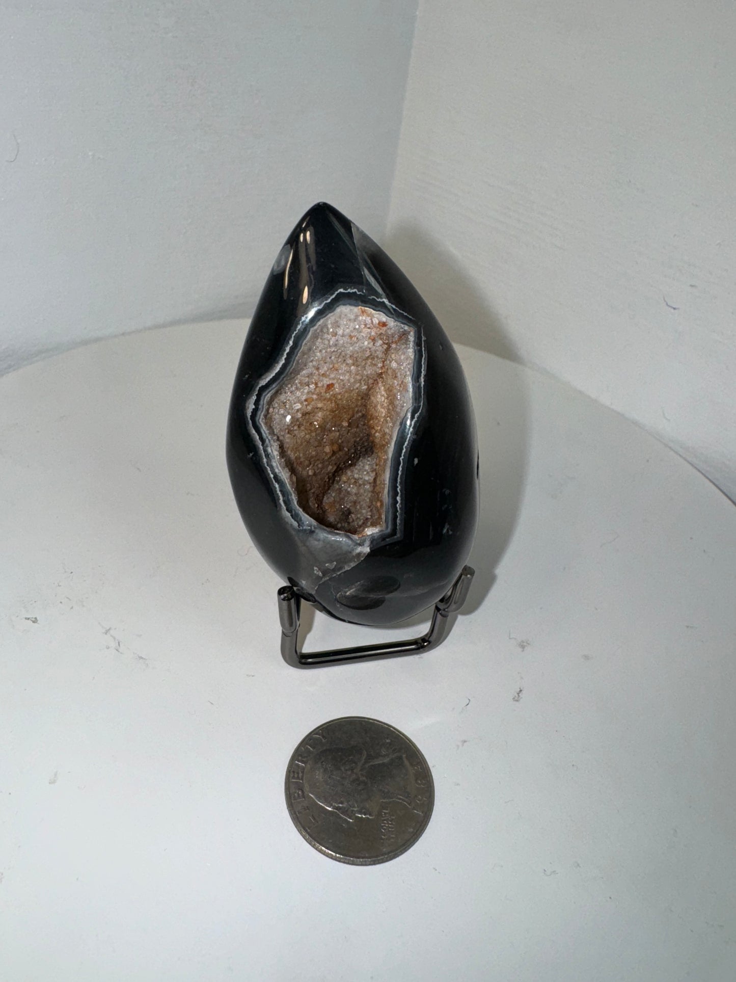 BLACK AGATE DRUZY TEARDROP- PROTECTION, BALANCE, AND INNER STREGTH