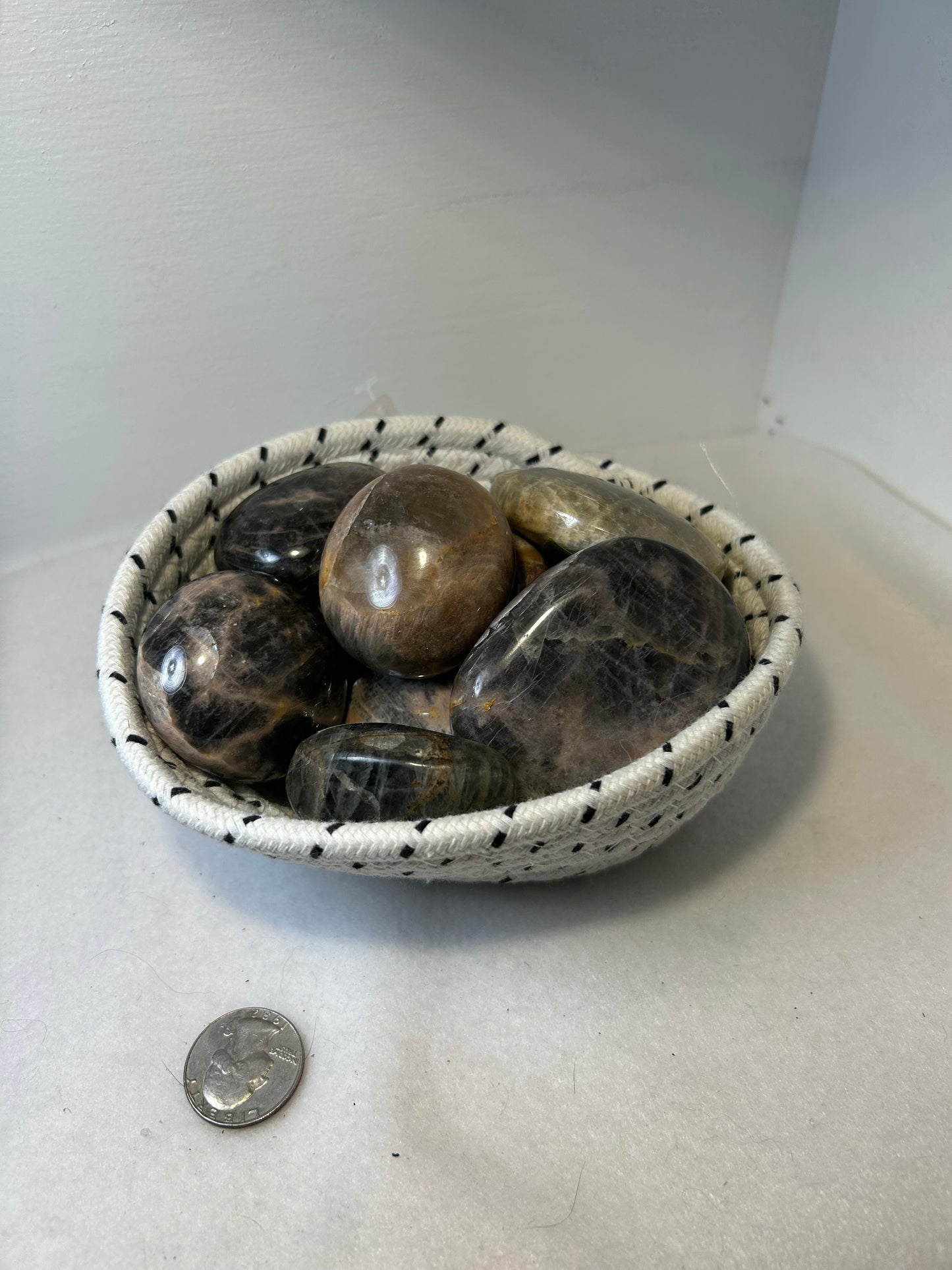 BLACK MOONSTONE PALM STONE- balance, protection, self discovery