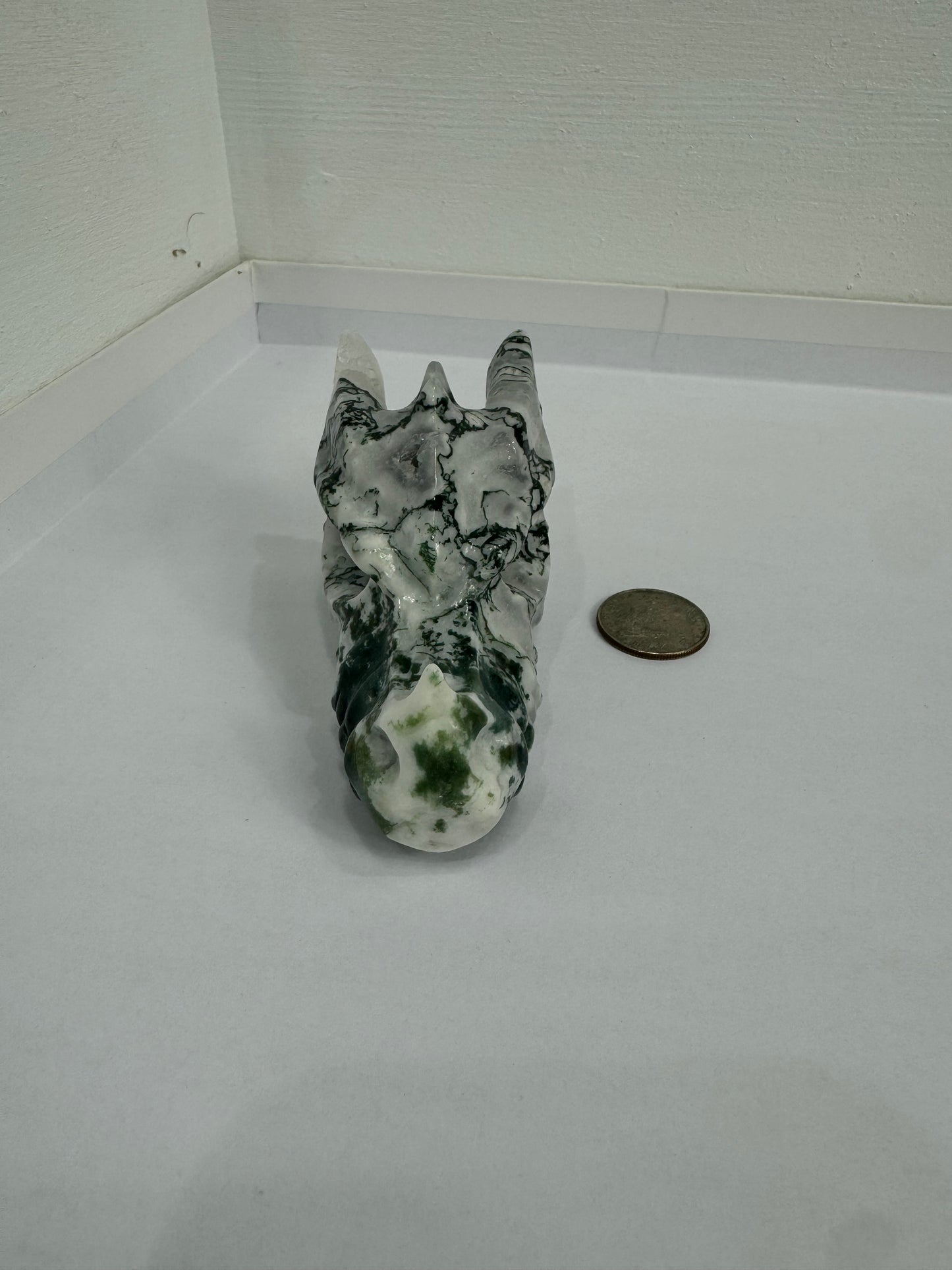 MOSS AGATE DRAGON SKULL- abundance, growth, emotional healing