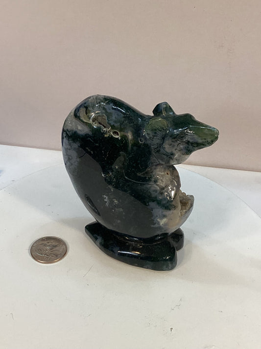 BLUE MOSS AGATE MOUSE with grape agate core-Intuition, Adaptability, and Tranquility