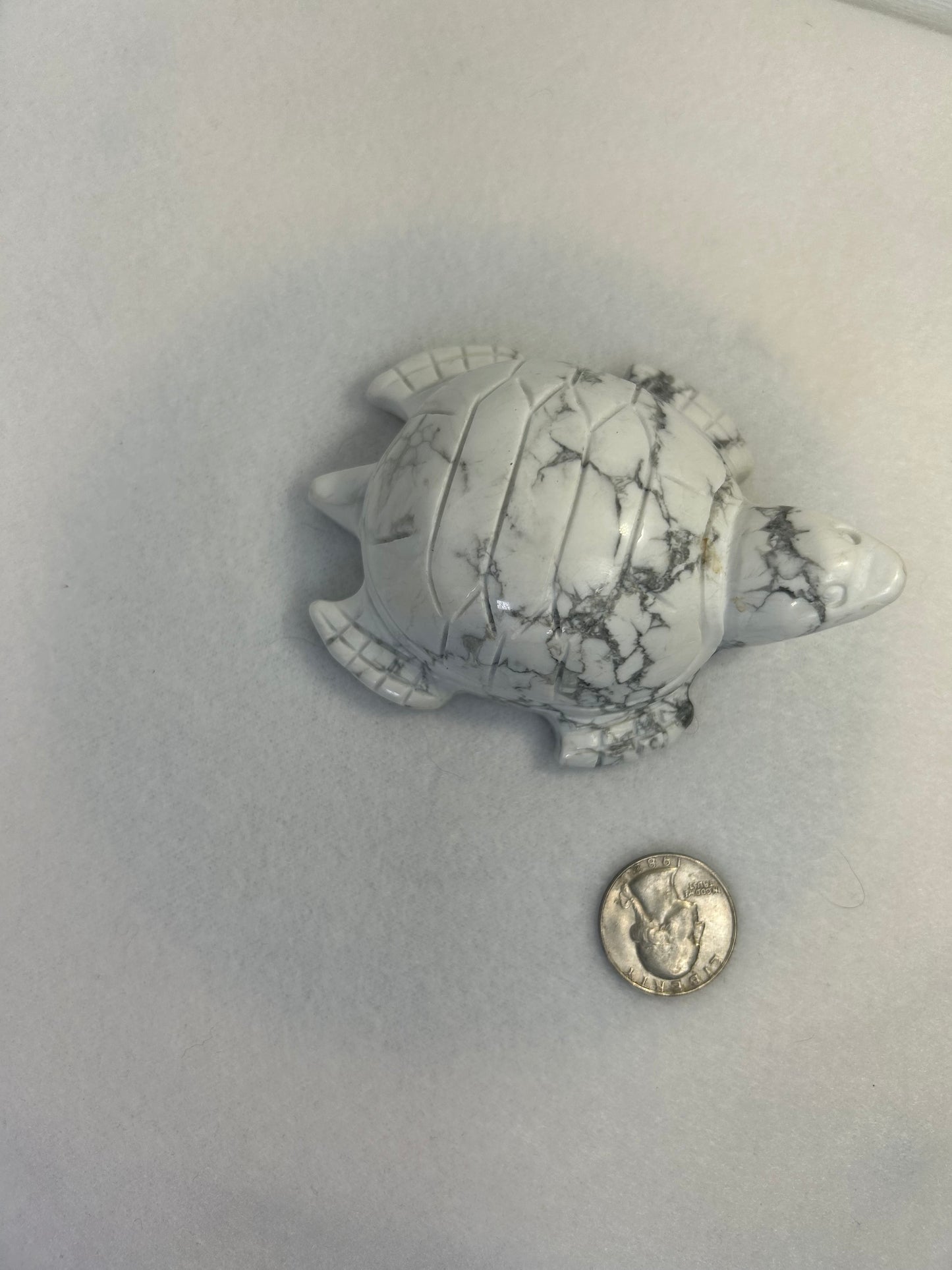 HOWLITE TURTLE CARVING-intuition, protection, and spiritual awakening