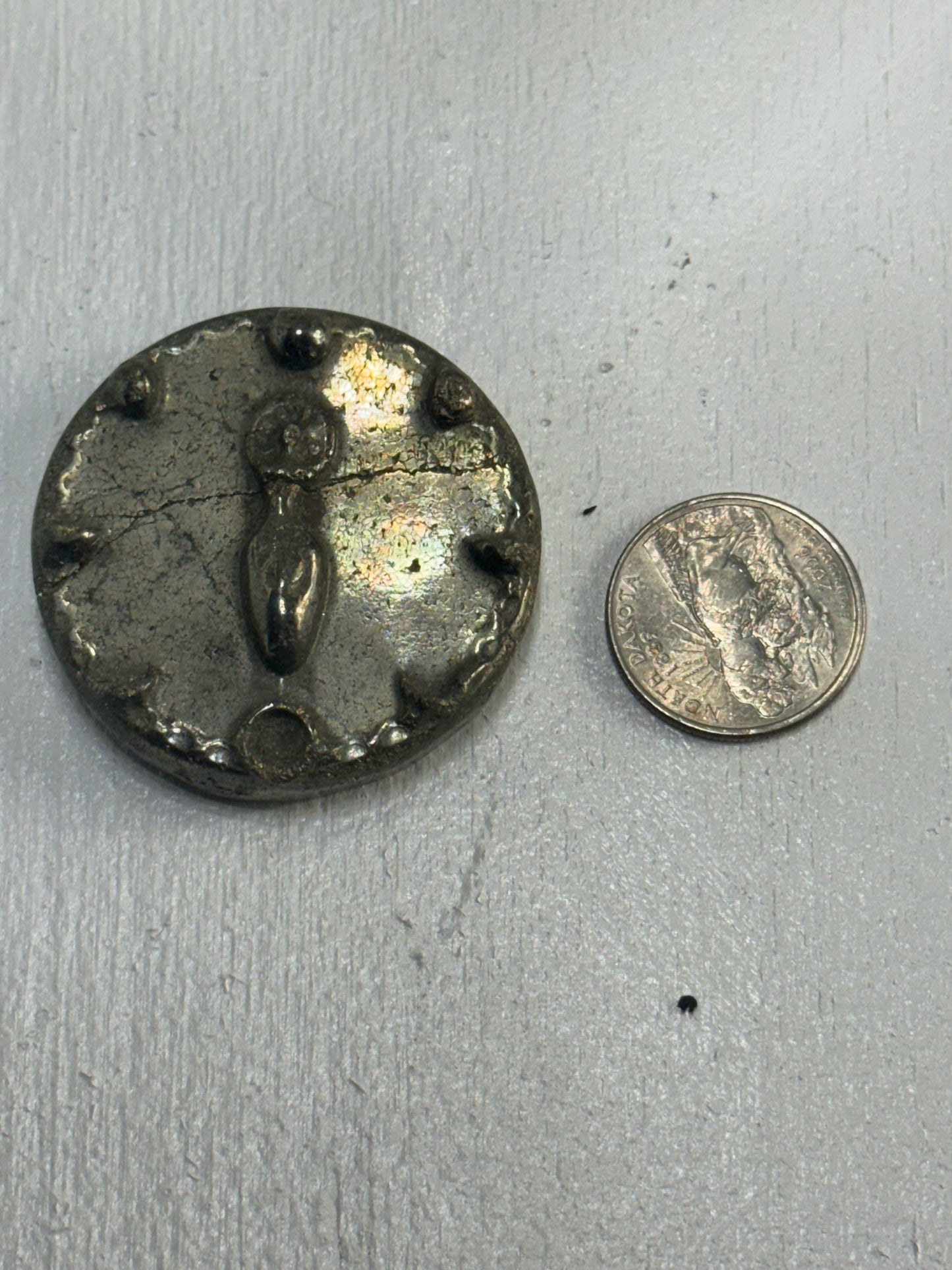 PYRITE CARVED PLATES-Abundance, Protection, Vitality