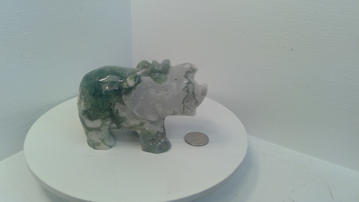 MOSS AGATE ELEPHANT - Strength, Growth, Connection to Nature