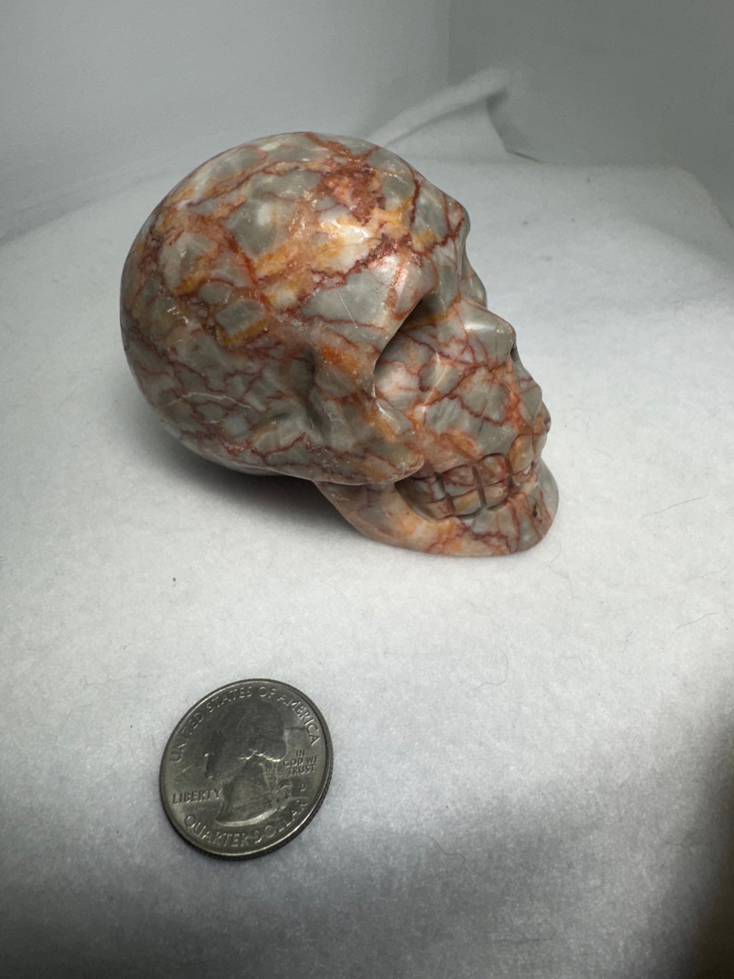 RED VEIN JASPER SKULL-vitality, strength, grounding