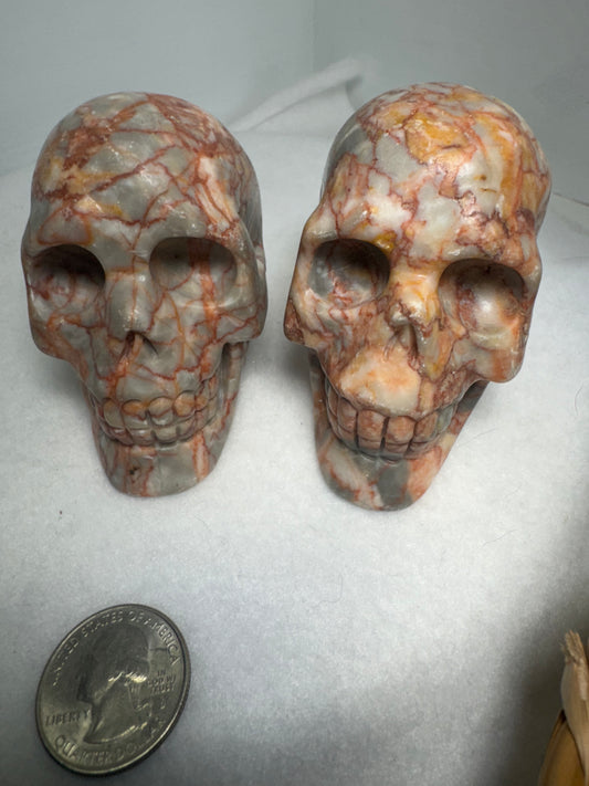 RED VEIN JASPER SKULL-vitality, strength, grounding