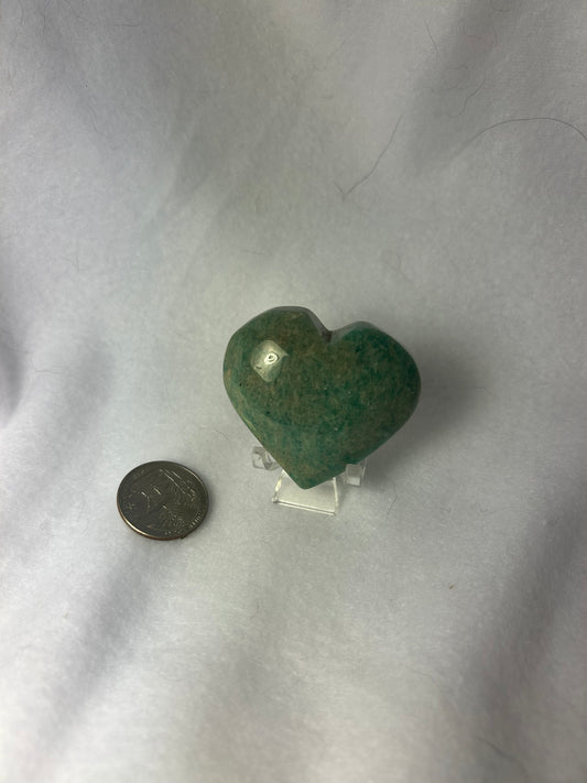 AMAZONITE HEART-luck, love, adventure