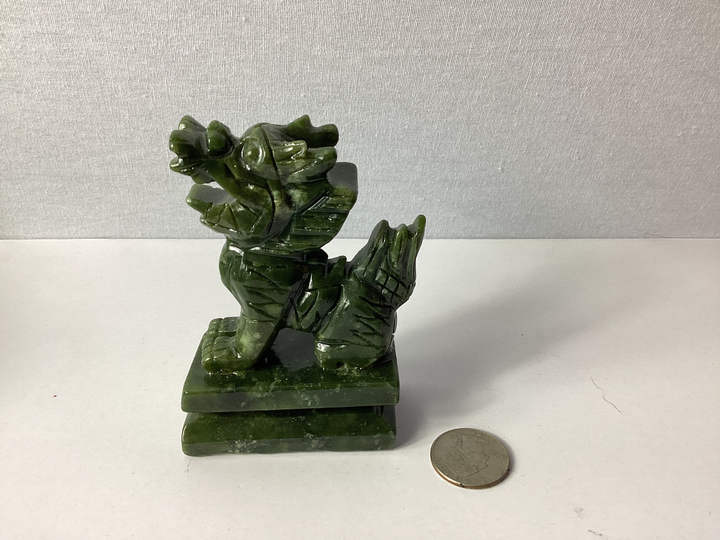 GREEN JADE DRAGON STATUE -Strength, Prosperity, Spiritual Protection
