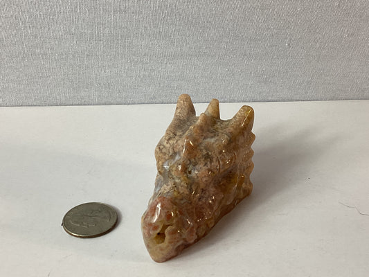 PINK AGATE DRAGON HEAD-Love, Courage, and Mystical Energy