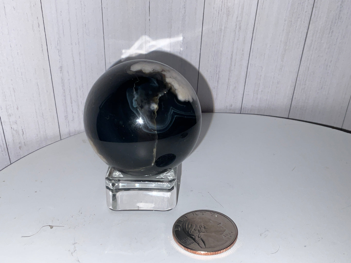 BLACK FLOWER AGATE SPHERE-Growth, Protection, Inner Strength