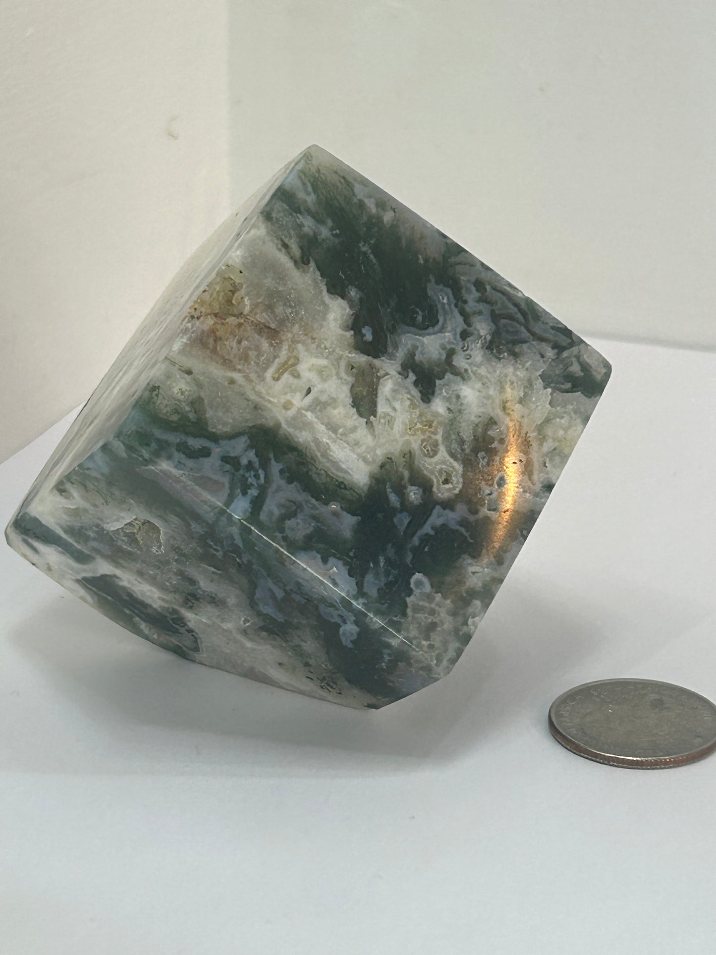 MOSS AGATE CUBE-Growth, Grounding, Connection to Nature