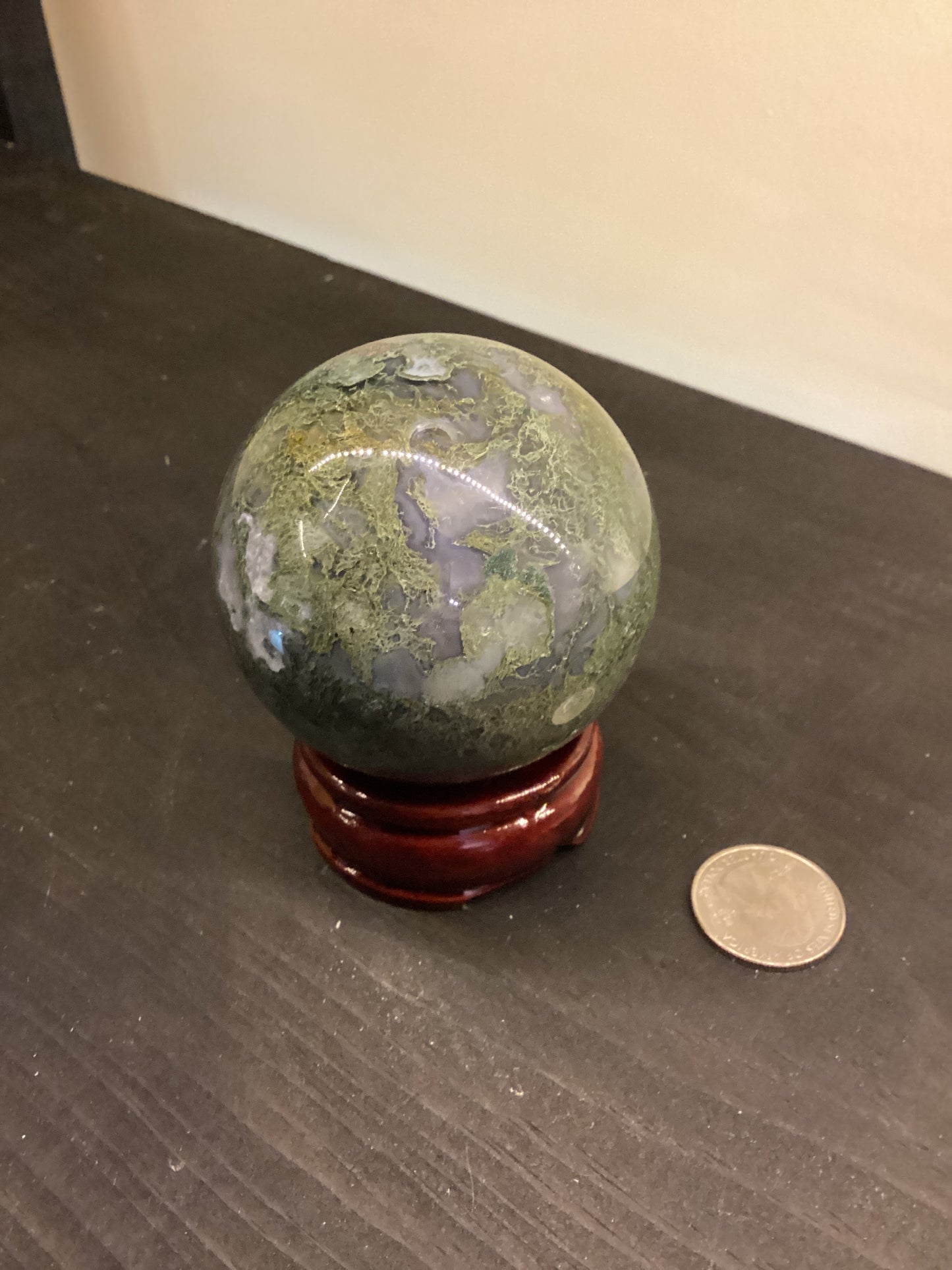 MOSS AGATE SPHERE-abundance, growth, emotional healing
