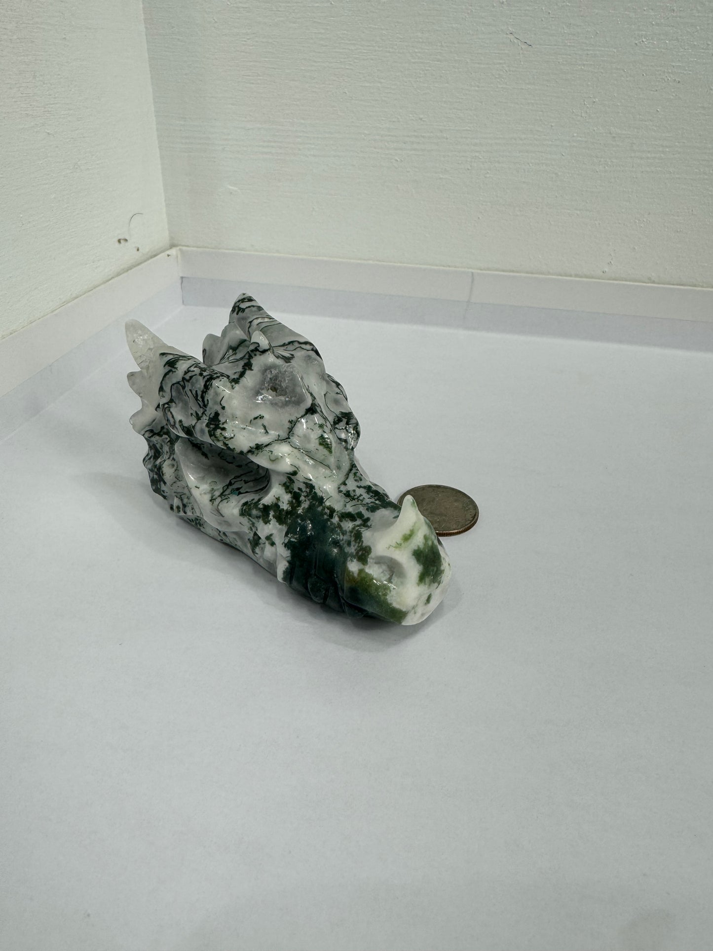 MOSS AGATE DRAGON SKULL- abundance, growth, emotional healing