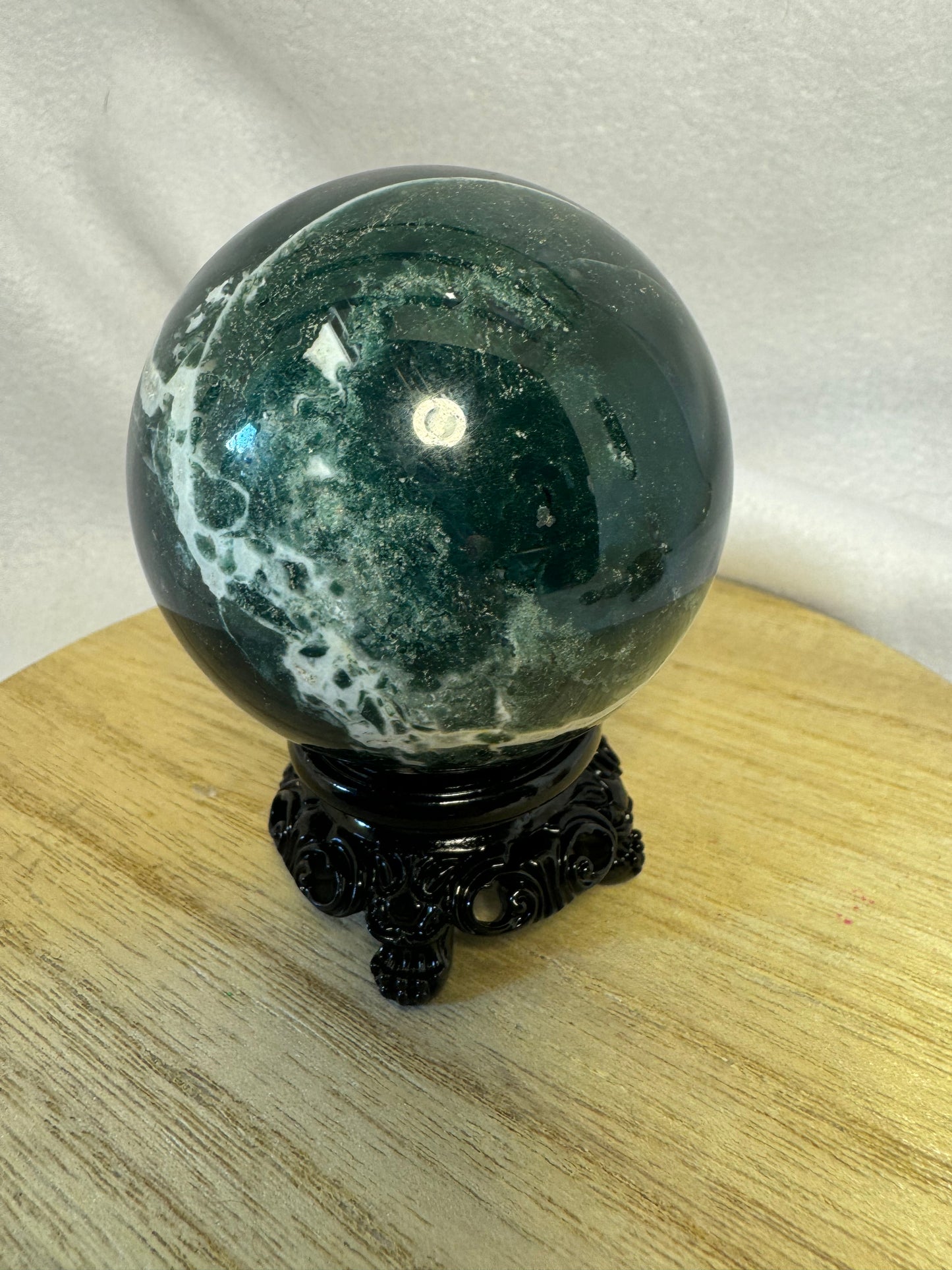 MOSS AGATE SPHERE-abundance, growth, emotional healing
