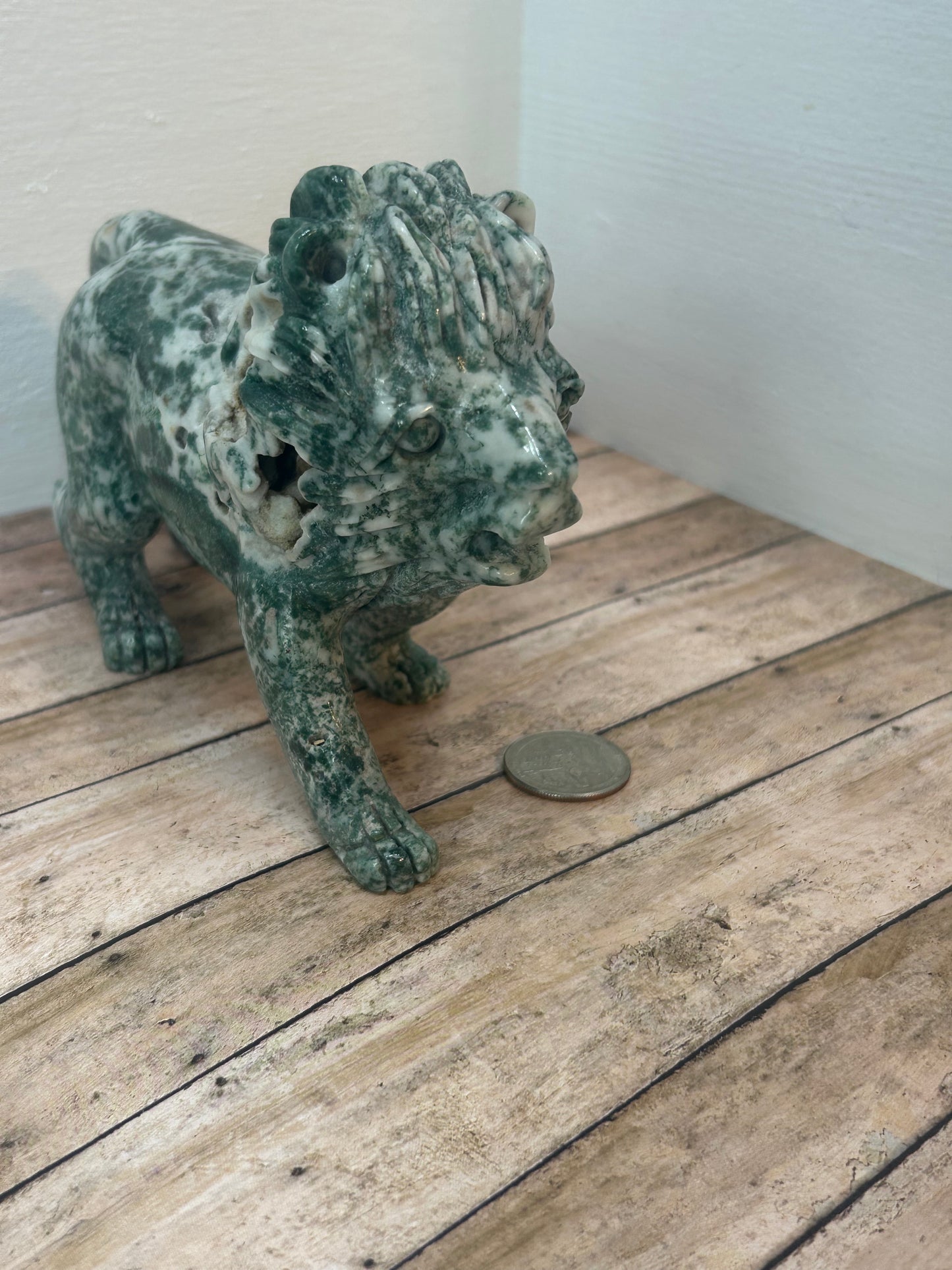 MOSS AGATE LION- Strength, Courage, and Connection to Nature