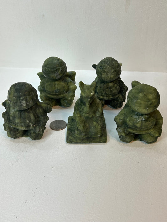 GREEN JADE TEENAGE MUTANT NINJA TURTLES  SET- 5 PIECES INCLUDING SPLINTER-Strength, Wisdom, and Unity