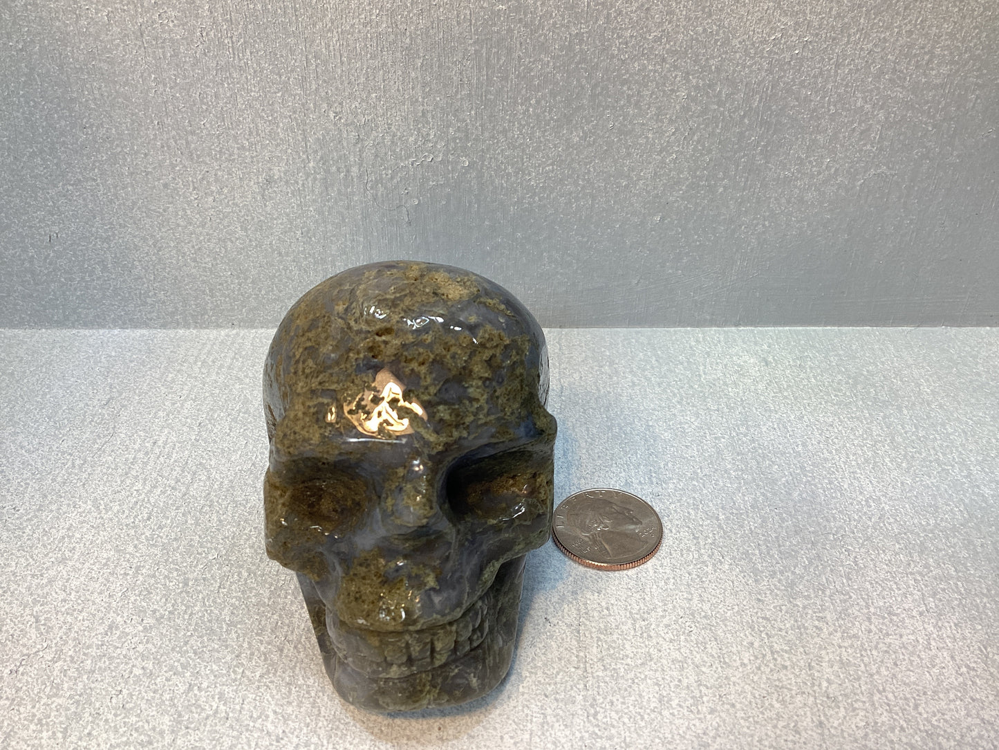 MOSS AGATE SKULL- abundance, growth, emotional healing