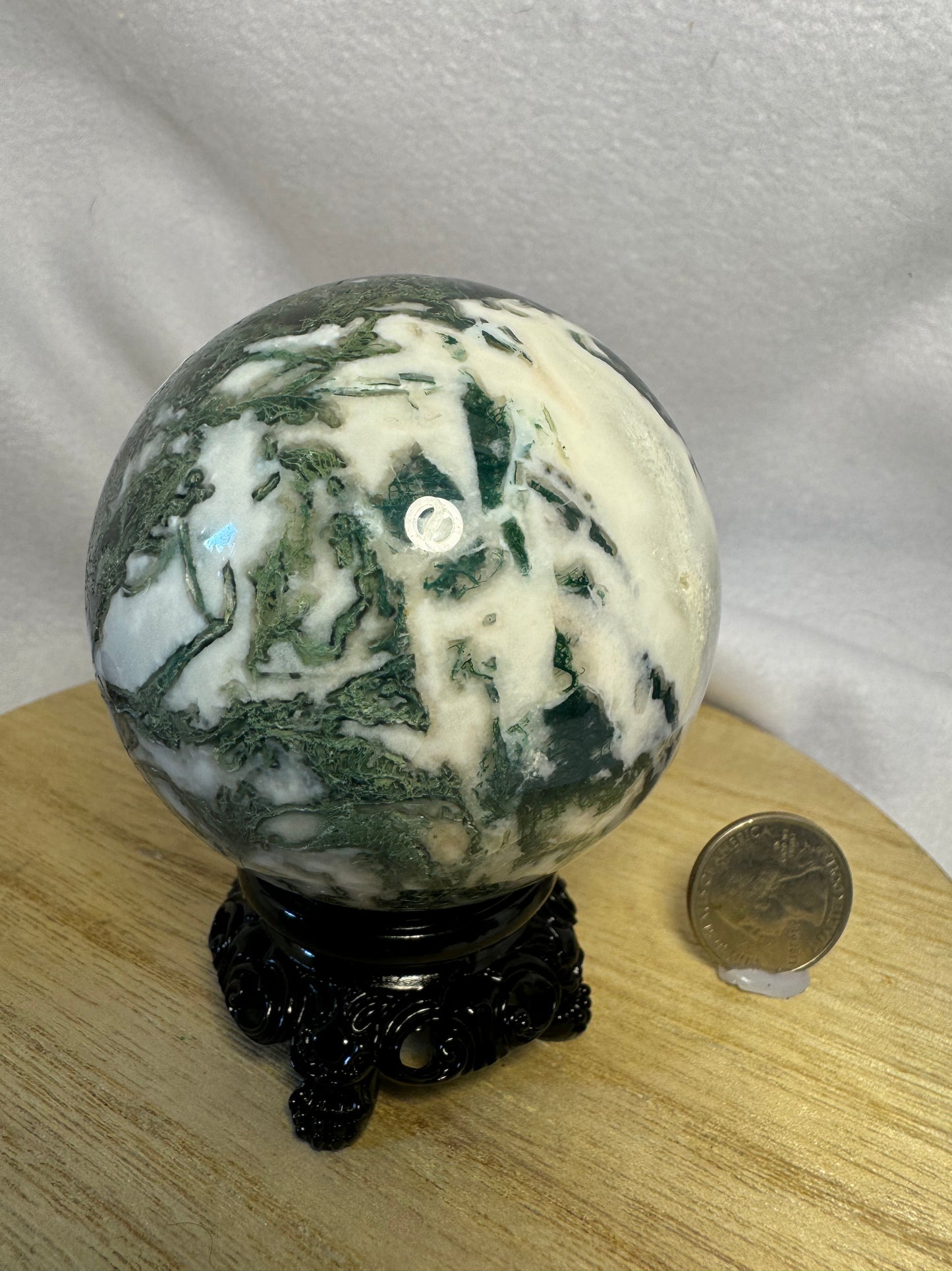 MOSS AGATE SPHERE-abundance, growth, emotional healing