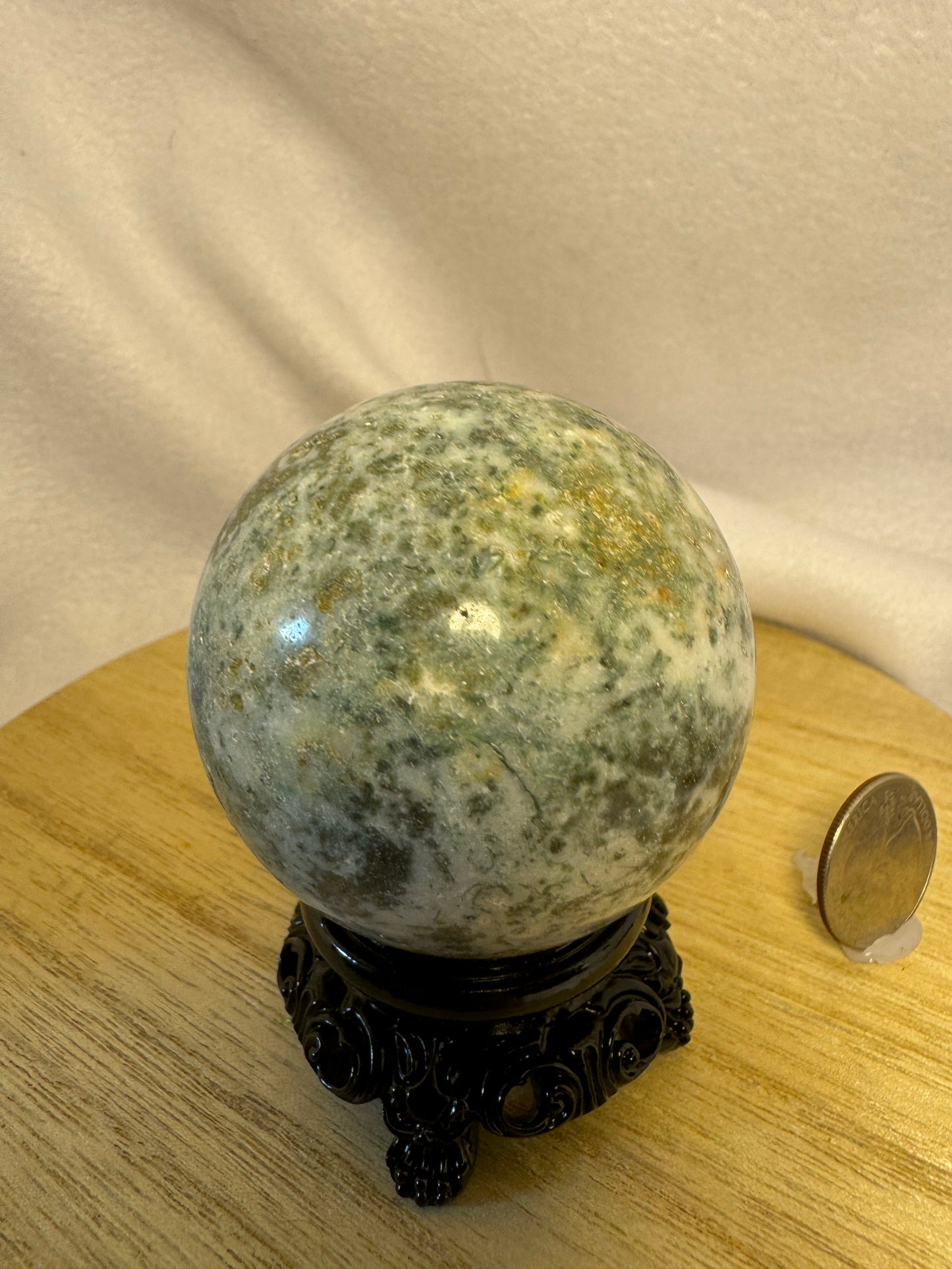 MOSS AGATE SPHERE-abundance, growth, emotional healing