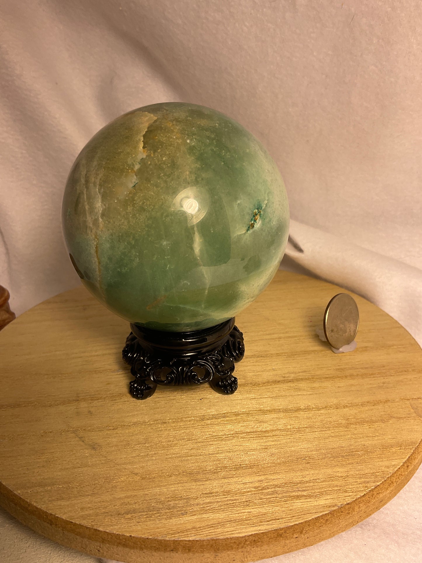 GREEN AVENTURINE SPHERE-prosperity, luck, emotional healing