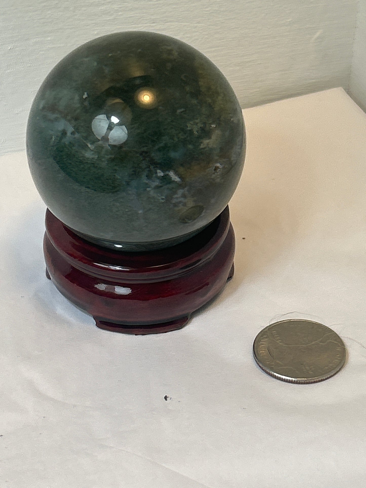 MOSS AGATE SPHERE-abundance, growth, emotional healing