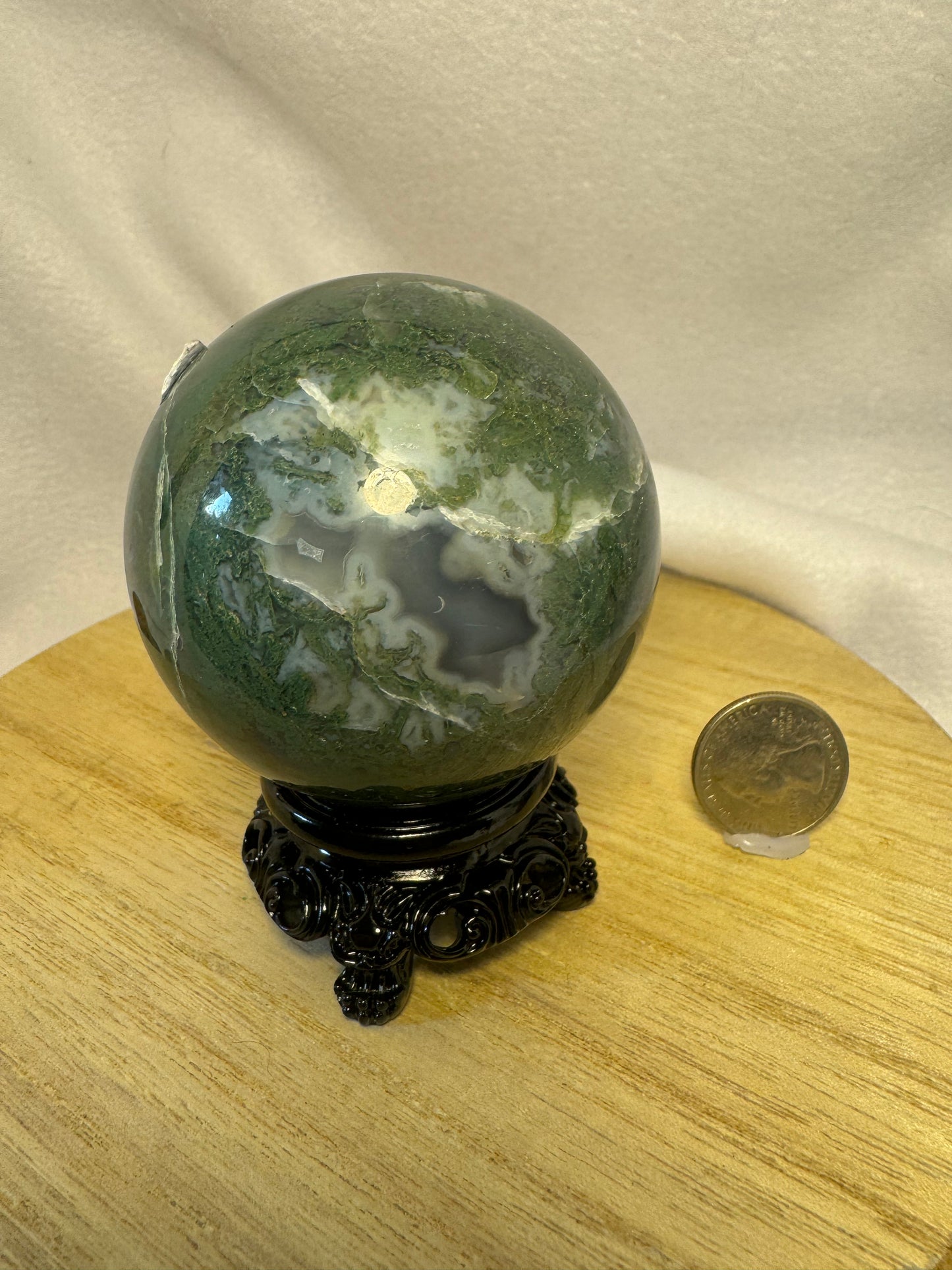 MOSS AGATE SPHERE-abundance, growth, emotional healing