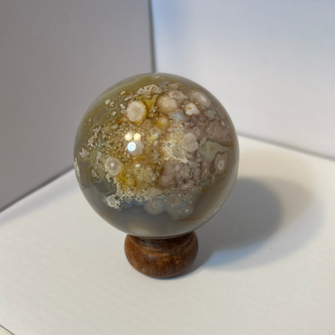 FLOWER AGATE SPHERE-growth, manifestation, and personal transformation