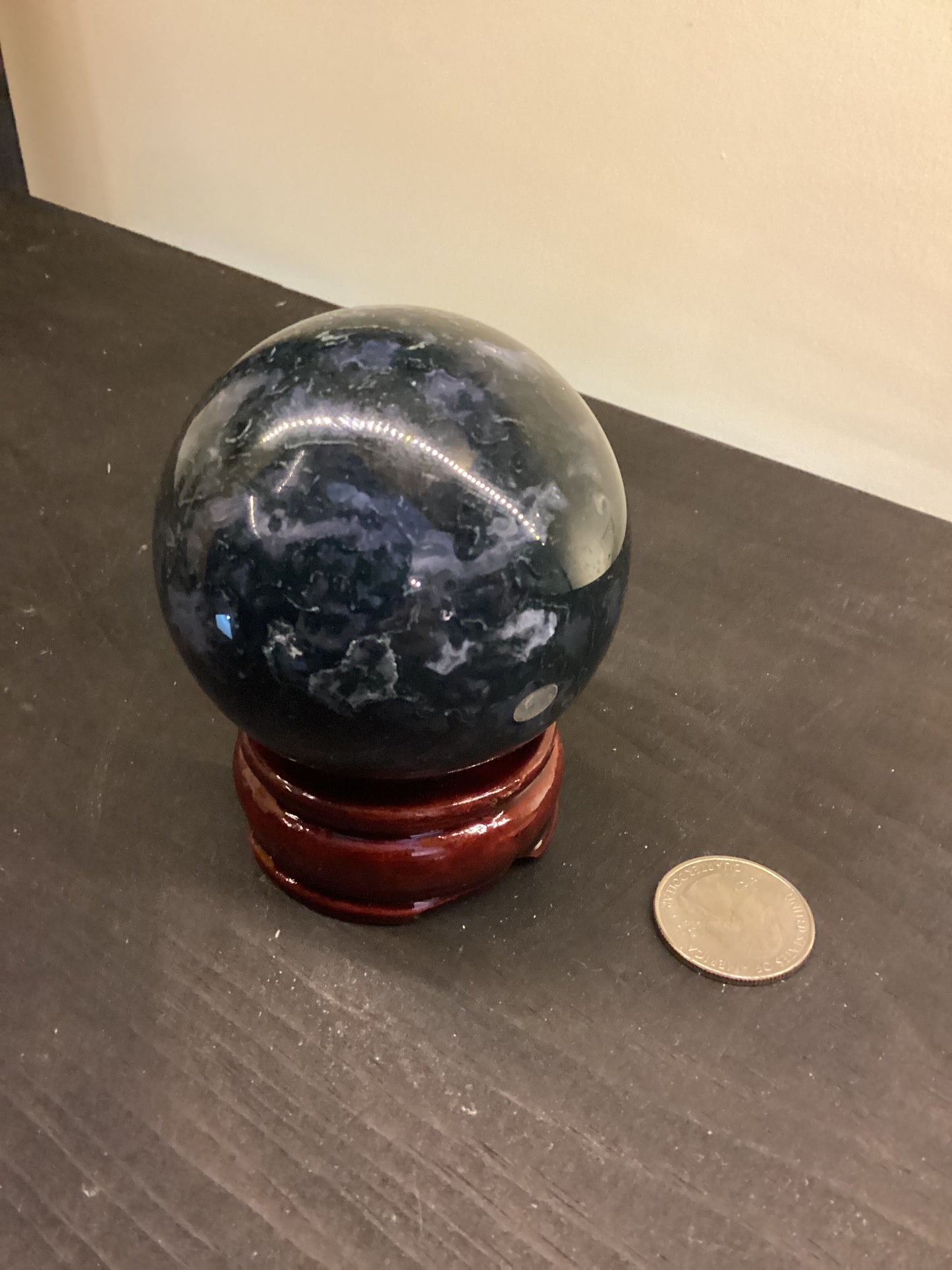 MOSS AGATE SPHERE-abundance, growth, emotional healing