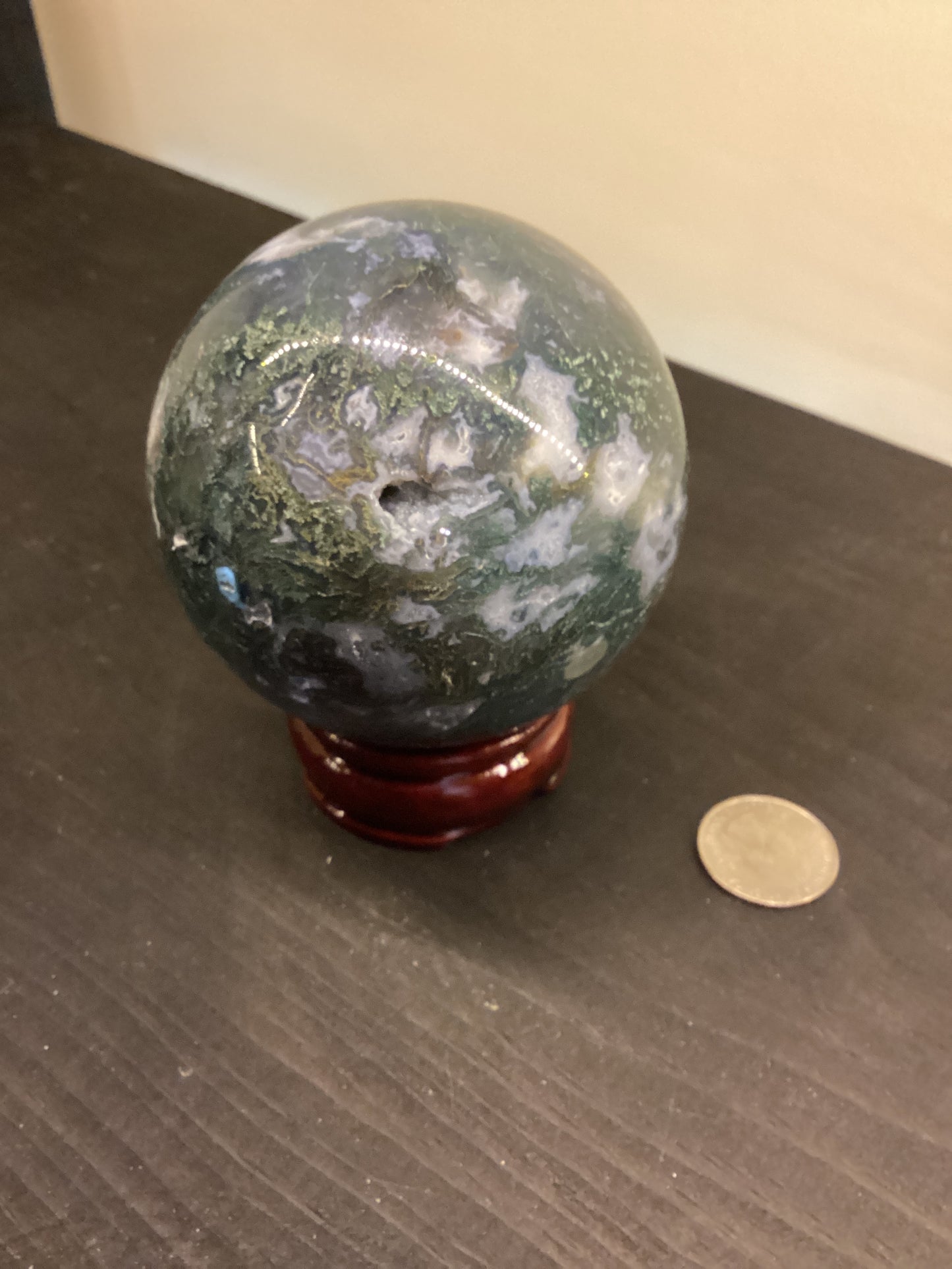 MOSS AGATE SPHERE-abundance, growth, emotional healing