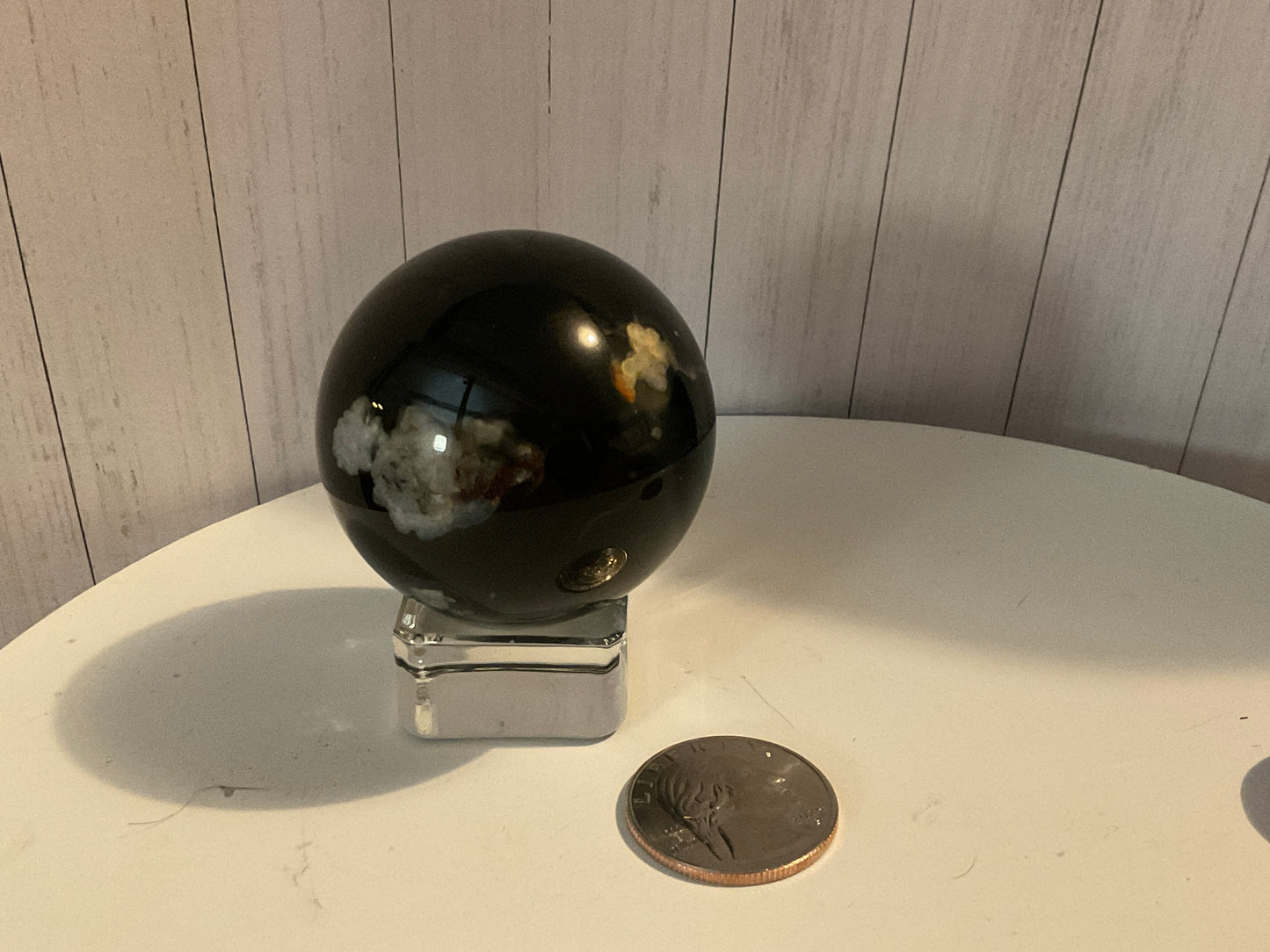 BLACK FLOWER AGATE SPHERE-Growth, Protection, Inner Strength